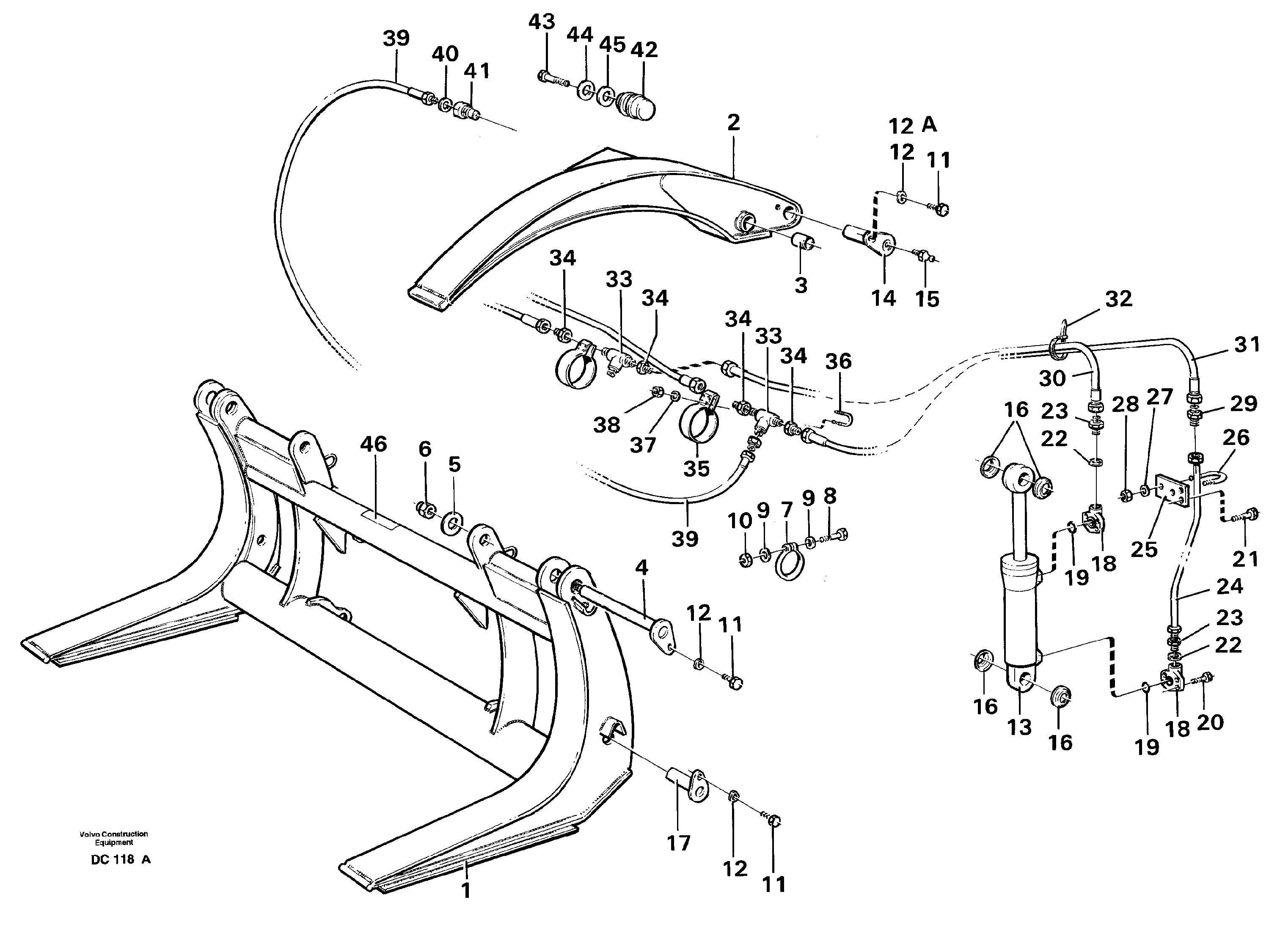 Схема запчастей Volvo EL70 - 28627 Tropical timber grapple ATTACHMENTS ATTACHMENTS WHEEL LOADERS GEN. - C