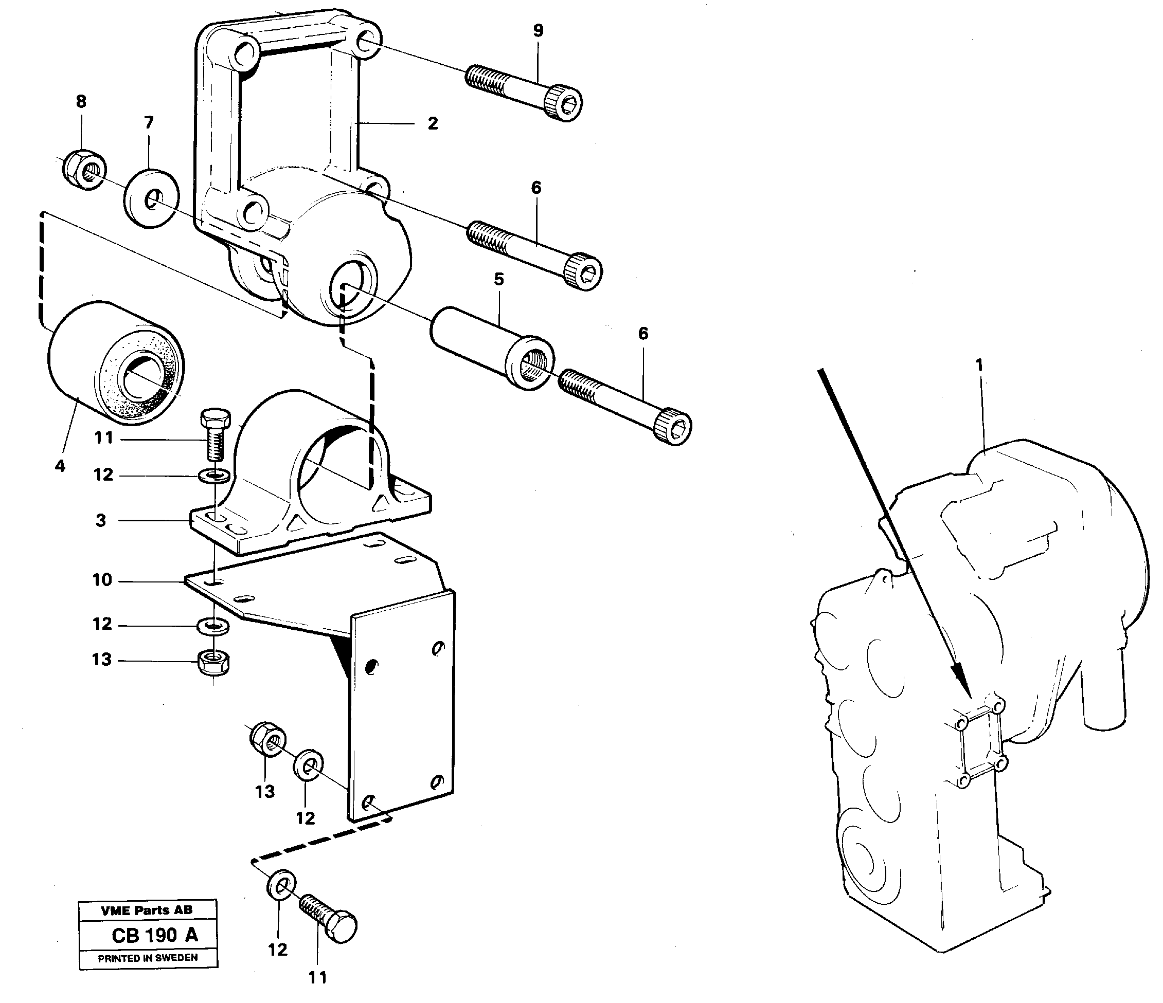 Схема запчастей Volvo EL70 - 23118 Gear box housing with fitting parts EL70 VOLVO BM VOLVO BM EL70