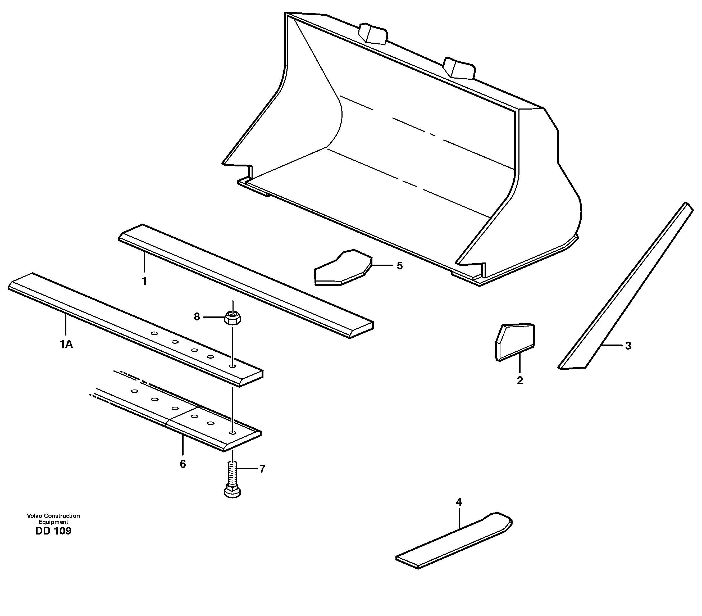Схема запчастей Volvo EL70 - 17311 Bucket, straight lip without teeth ATTACHMENTS ATTACHMENTS WHEEL LOADERS GEN. - C