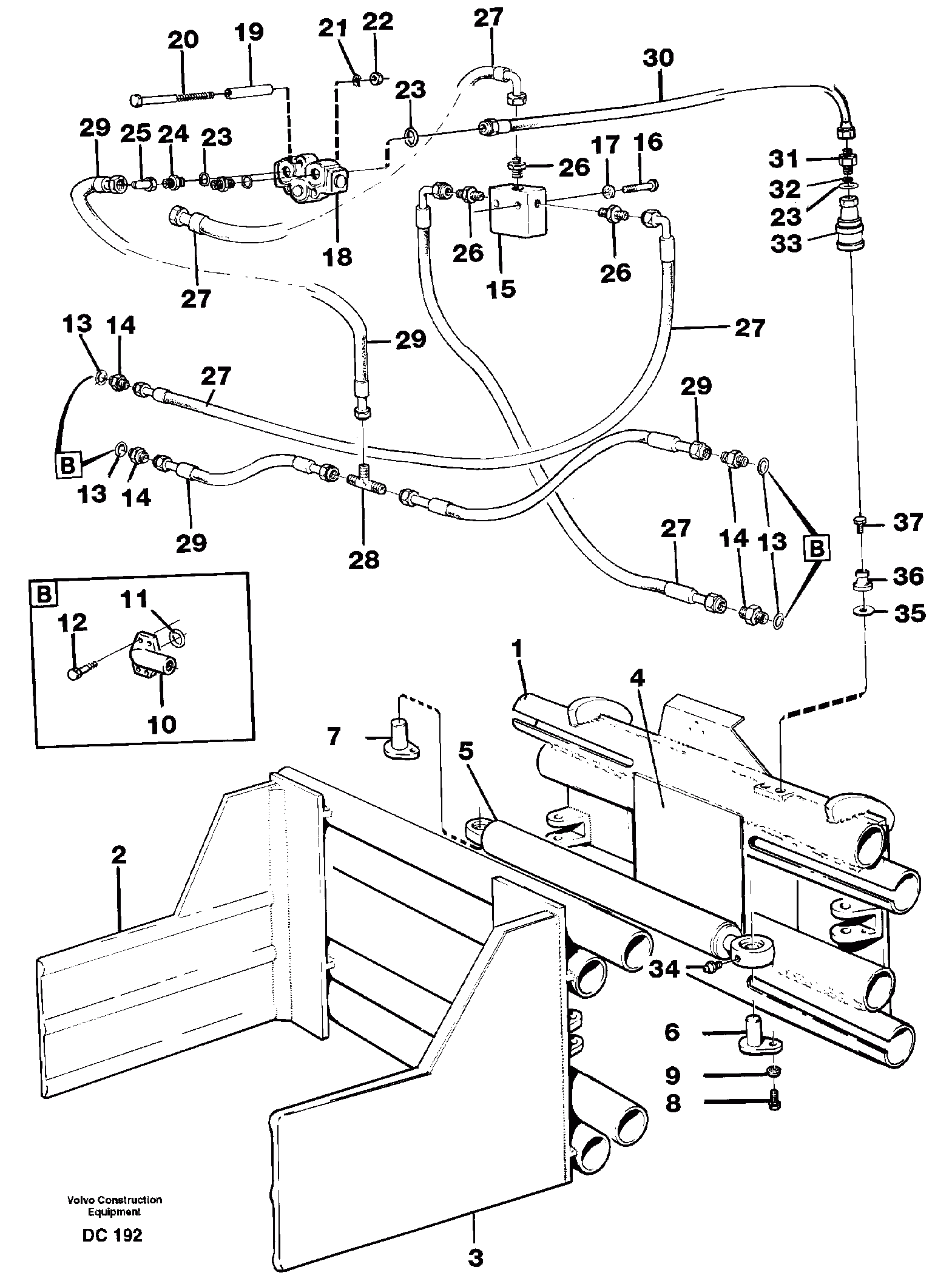Схема запчастей Volvo EL70 - 40485 Hydraulic bale clamp ATTACHMENTS ATTACHMENTS WHEEL LOADERS GEN. - C