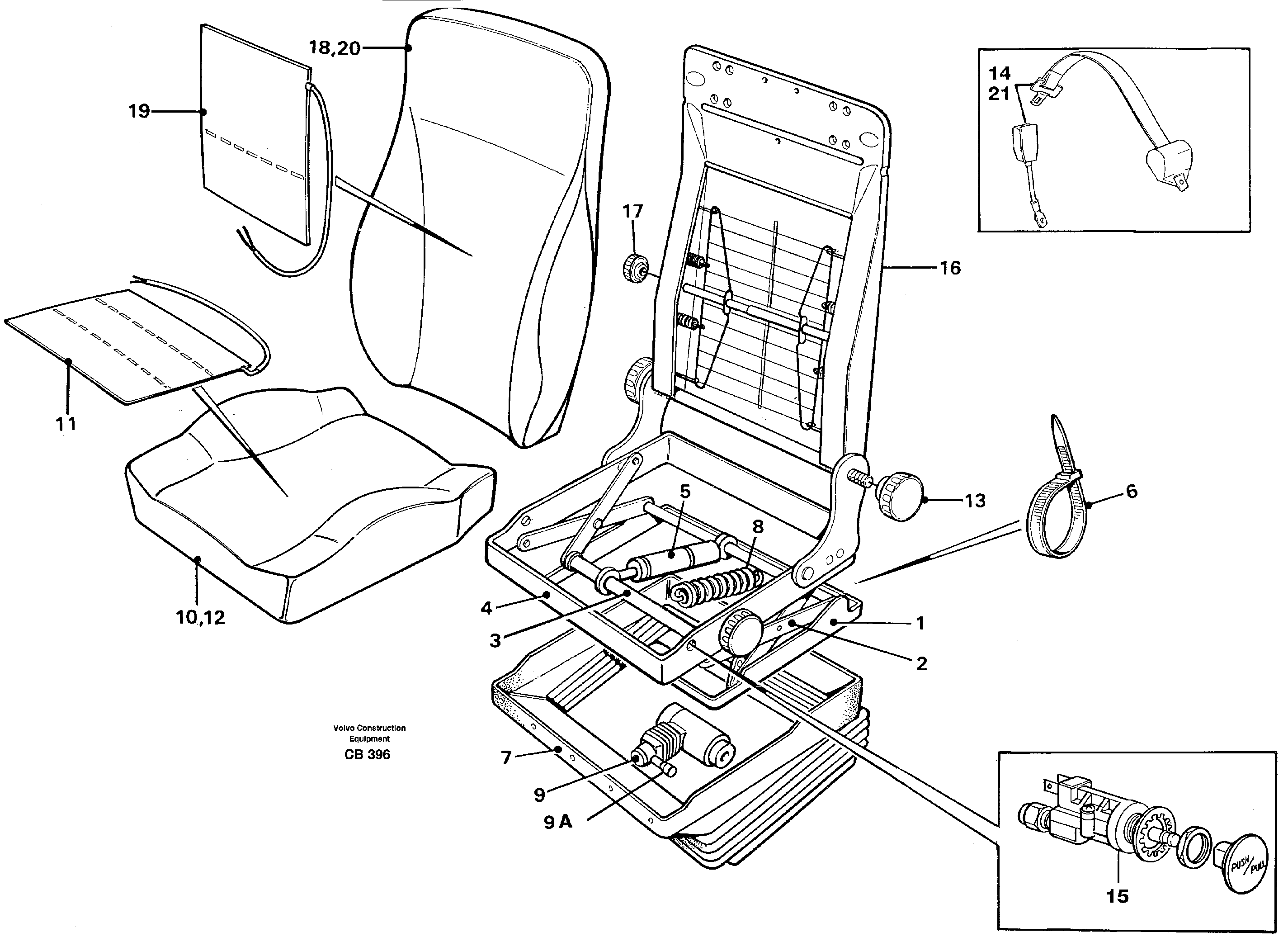 Схема запчастей Volvo EL70 - 11524 Operators seat Be-ge EL70 VOLVO BM VOLVO BM EL70