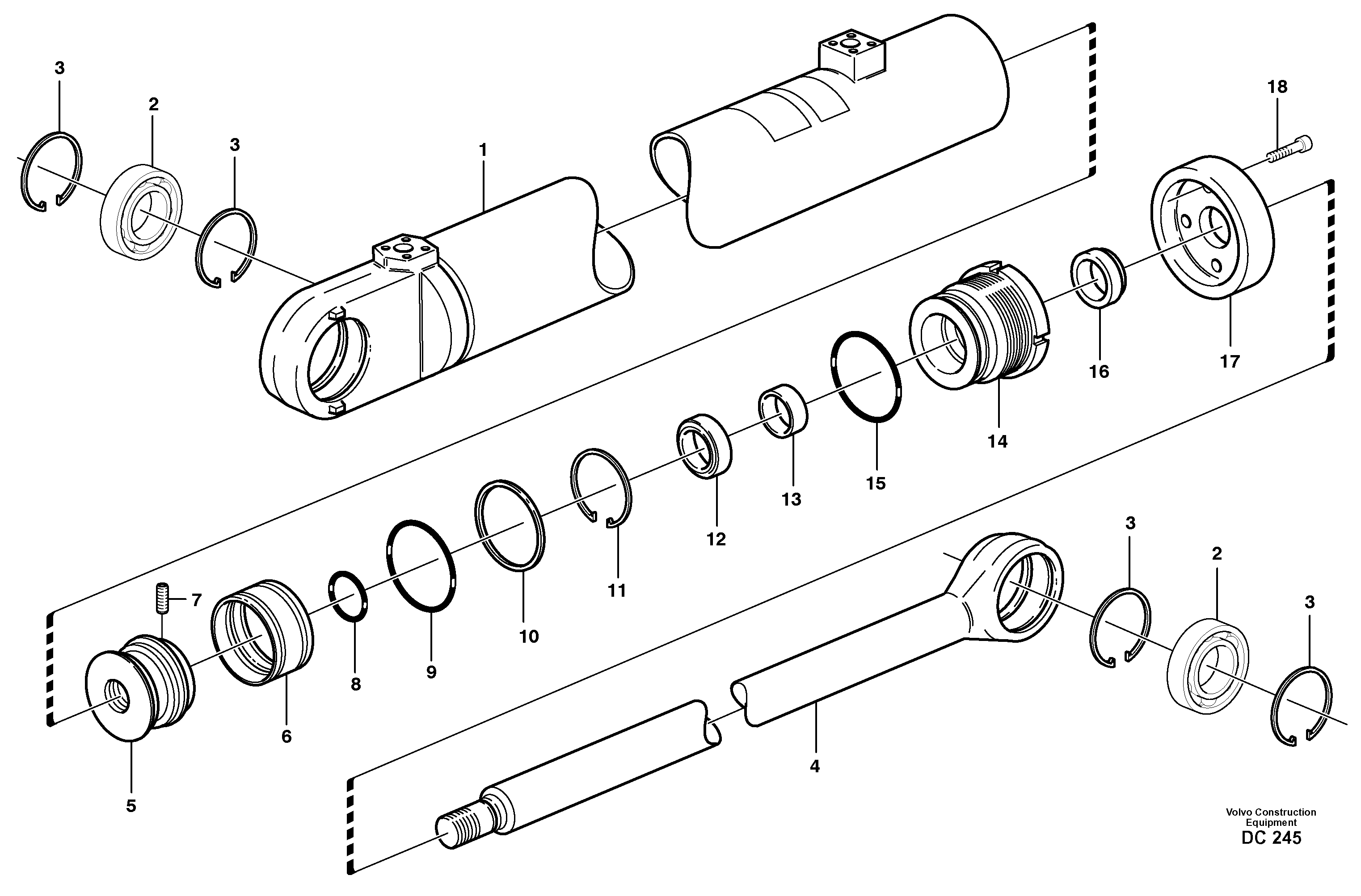 Схема запчастей Volvo EL70 - 31596 Гидроцилиндр ATTACHMENTS ATTACHMENTS WHEEL LOADERS GEN. - C