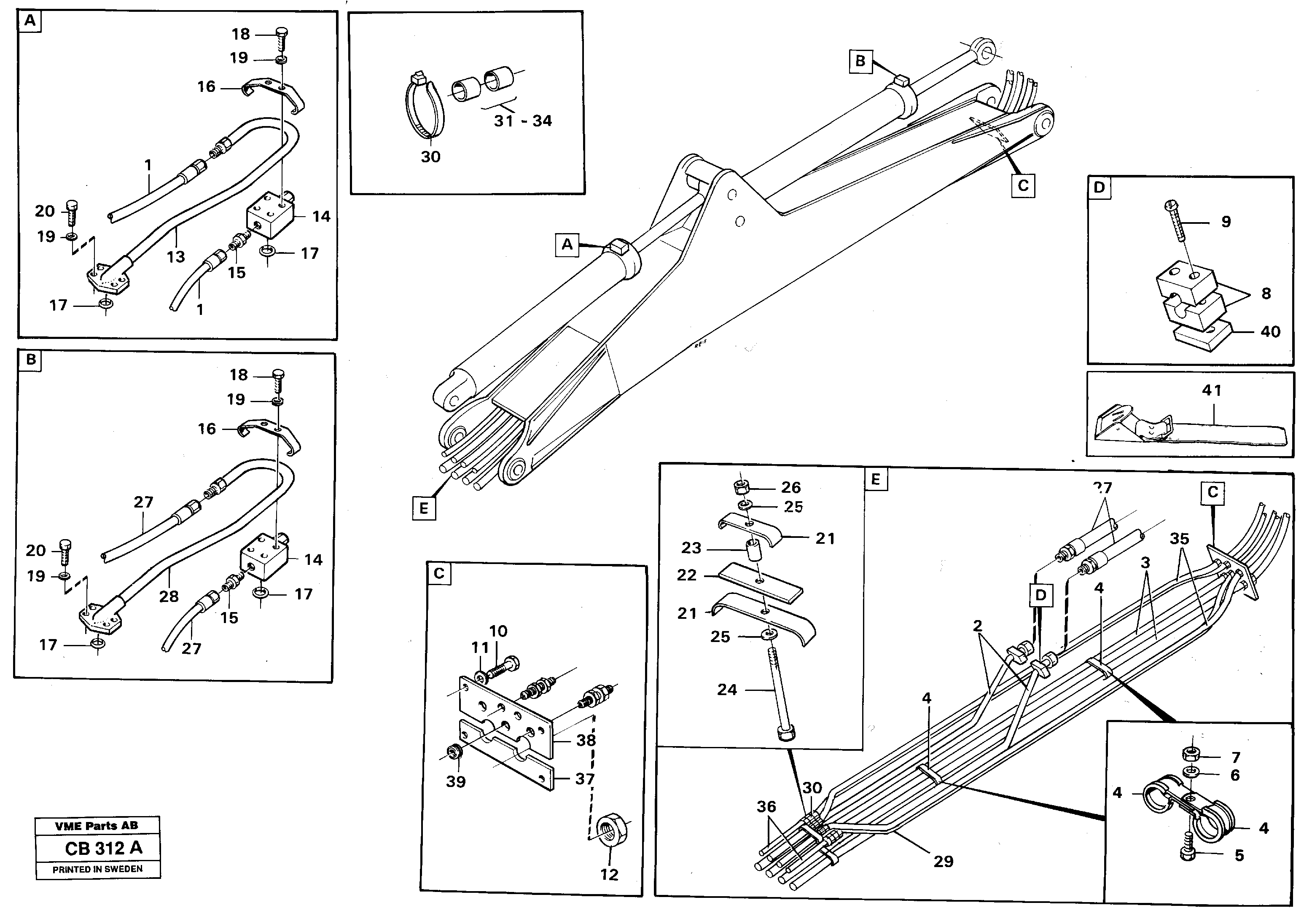 Схема запчастей Volvo EL70 - 26998 Hydraulic system, excavator beam EL70 VOLVO BM VOLVO BM EL70