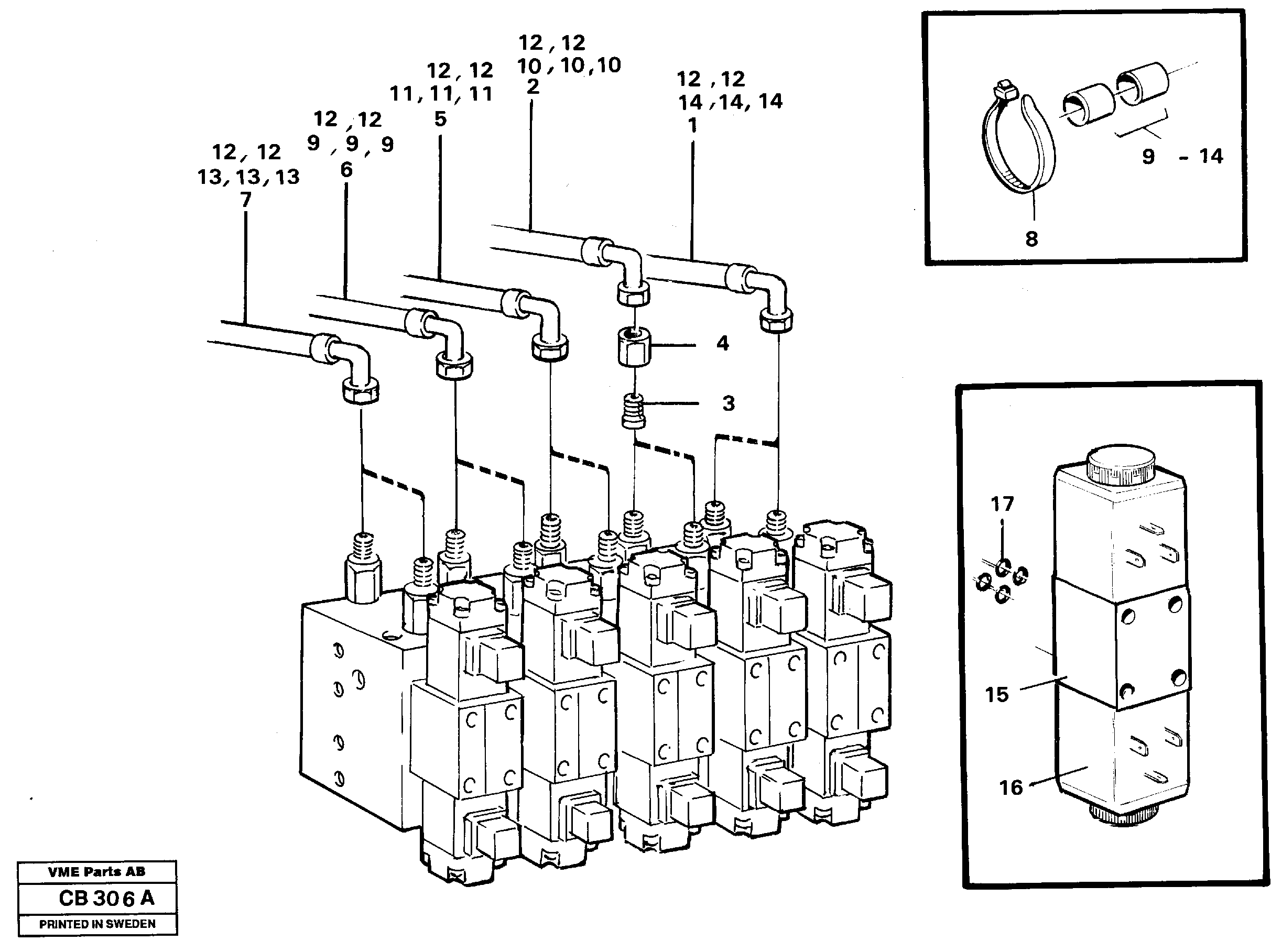 Схема запчастей Volvo EL70 - 29112 Solenoid valve and hoses EL70 VOLVO BM VOLVO BM EL70