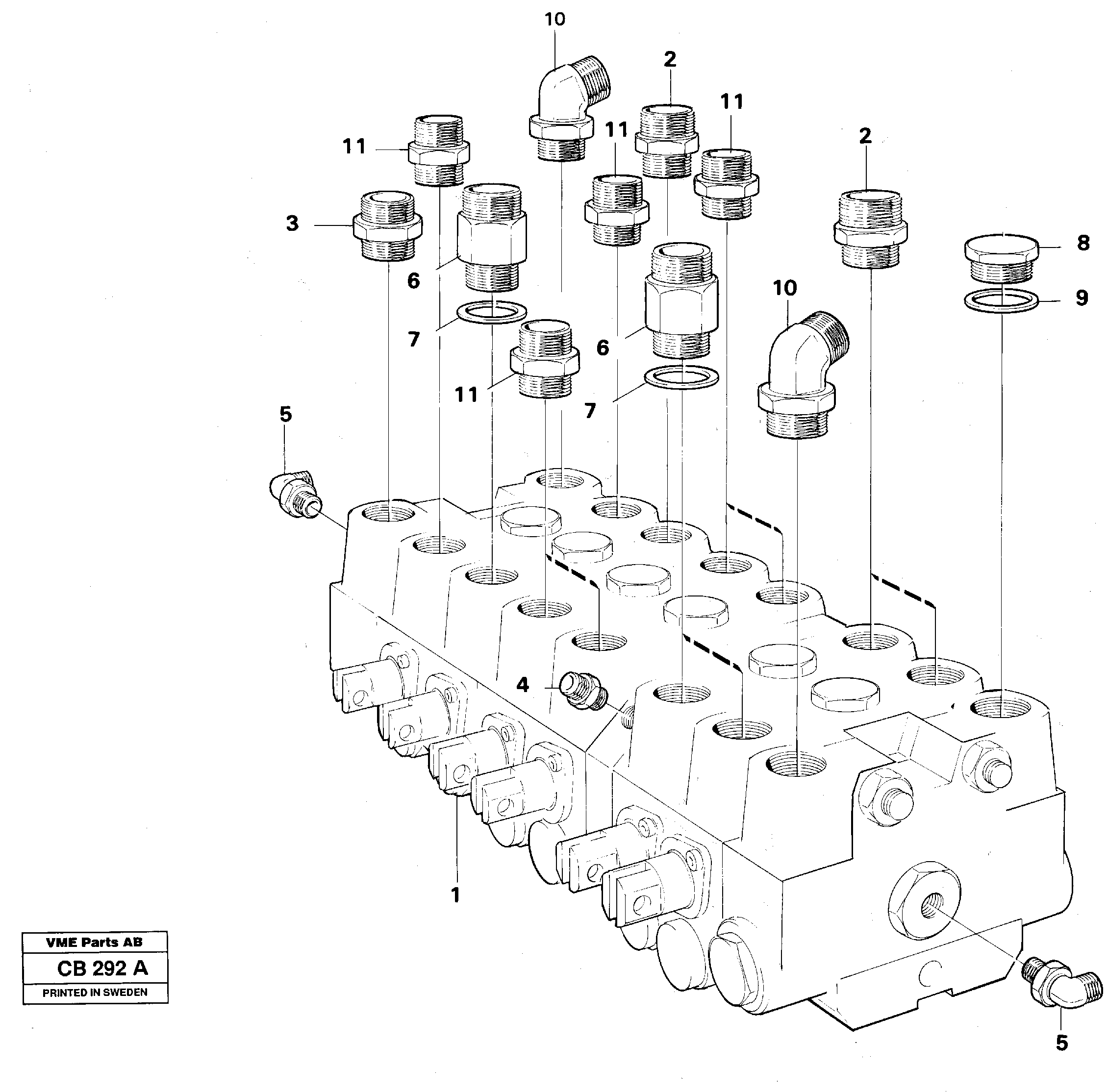 Схема запчастей Volvo EL70 - 10641 Hydraulic valve excavator unit EL70 VOLVO BM VOLVO BM EL70