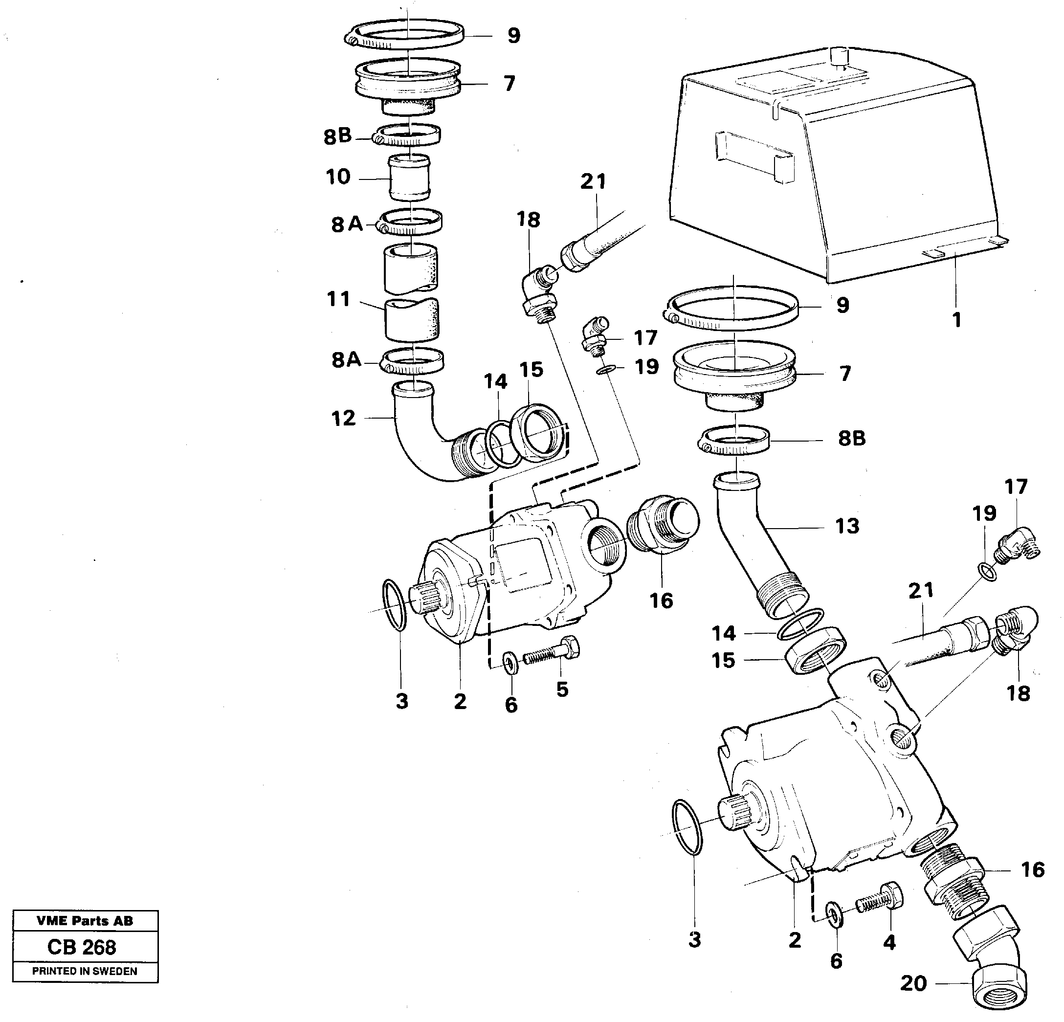 Схема запчастей Volvo EL70 - 70195 Assembly, pumps EL70 VOLVO BM VOLVO BM EL70