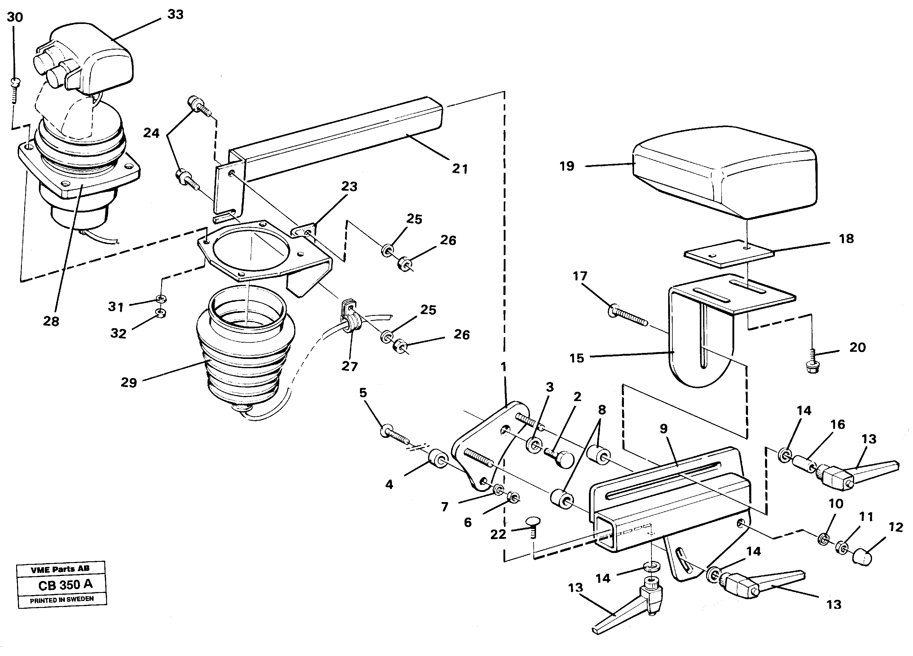 Схема запчастей Volvo EL70 - 43800 Lever mounting el.hydraulservo system EL70 VOLVO BM VOLVO BM EL70