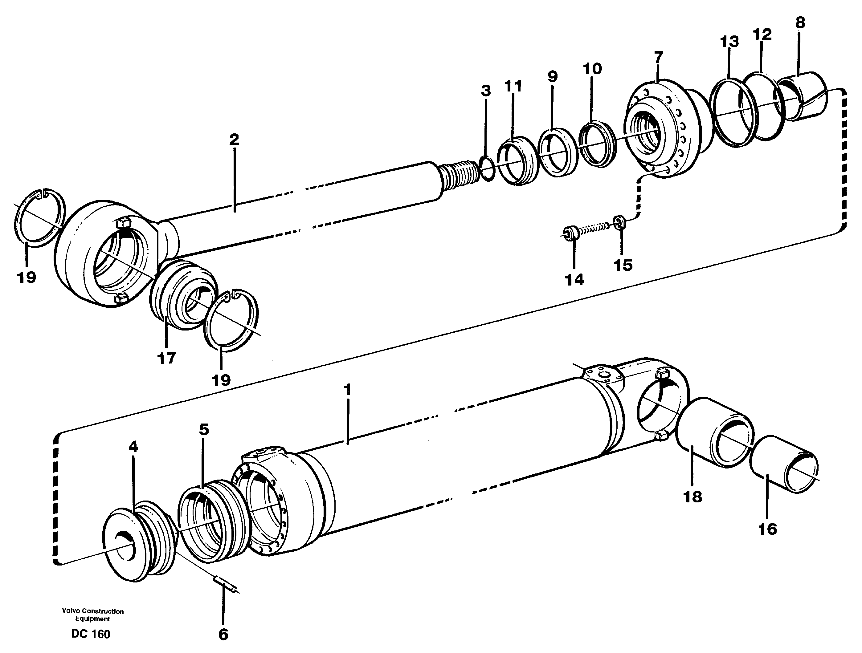 Схема запчастей Volvo EL70 - 57361 Гидроцилиндр ATTACHMENTS ATTACHMENTS WHEEL LOADERS GEN. - C