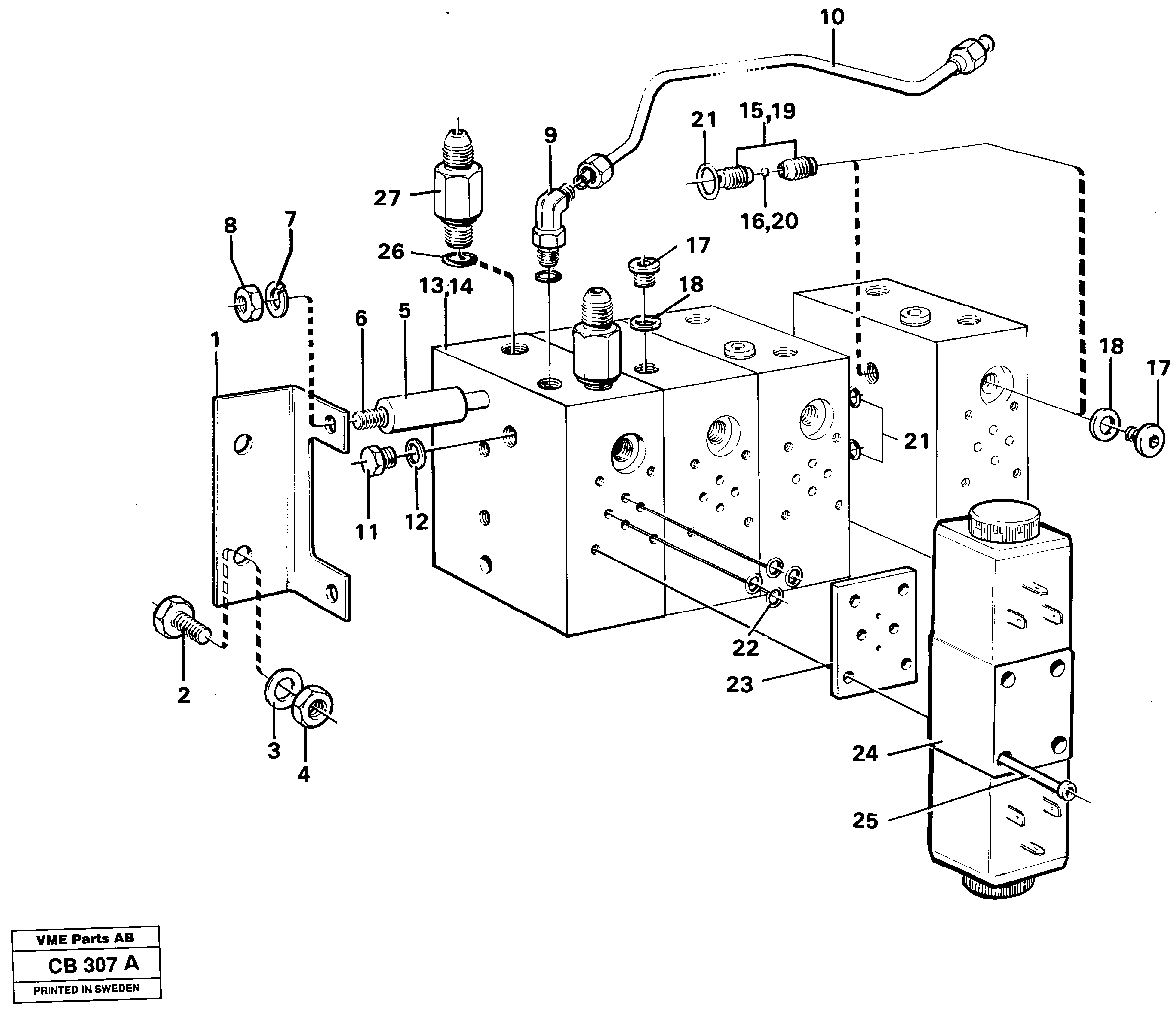 Схема запчастей Volvo EL70 - 23712 Valve and solenoid for extra functions EL70 VOLVO BM VOLVO BM EL70