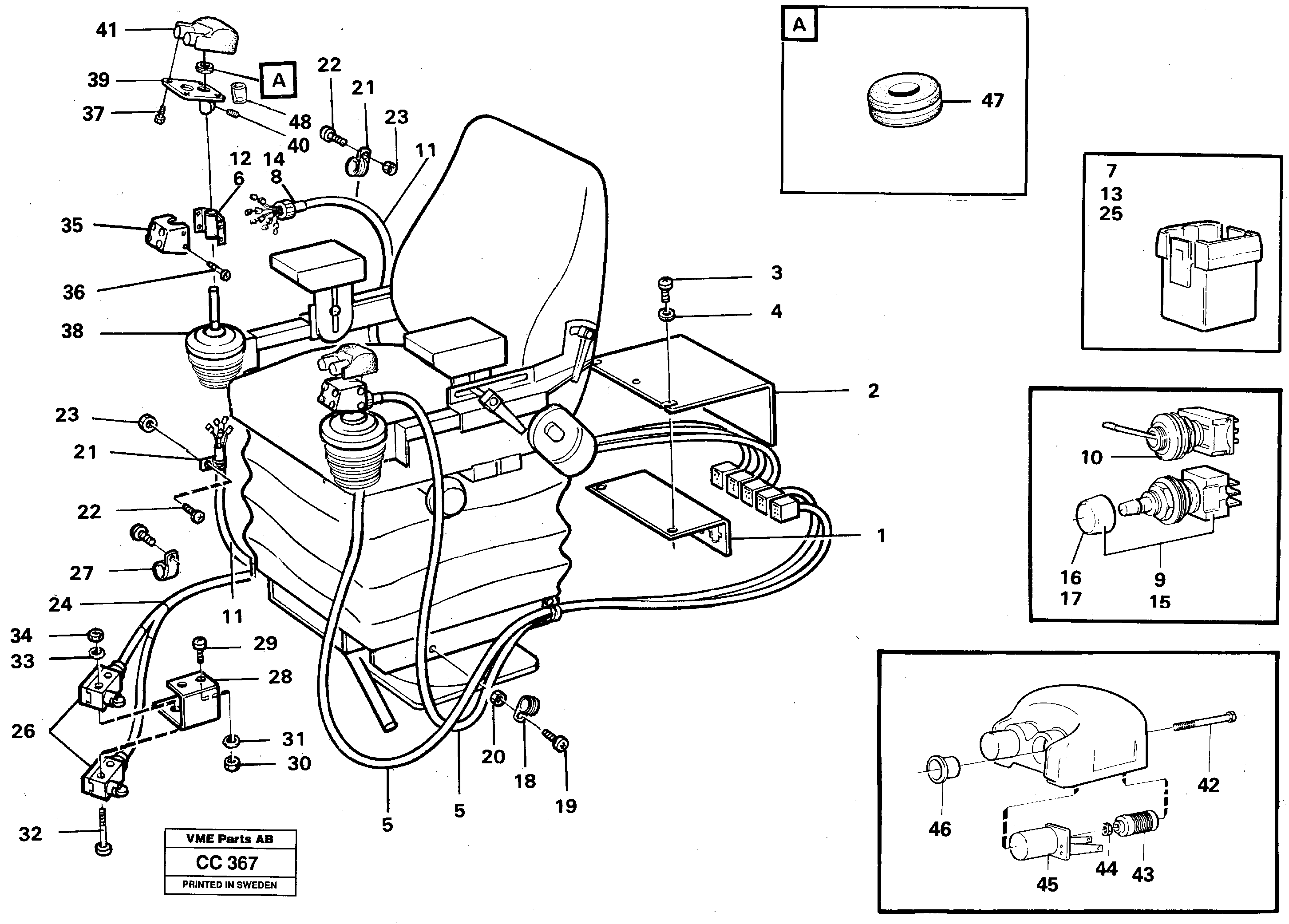 Схема запчастей Volvo EL70C - 61308 El. hydraulic servo system Operating lever EL70C VOLVO BM VOLVO BM EL70C