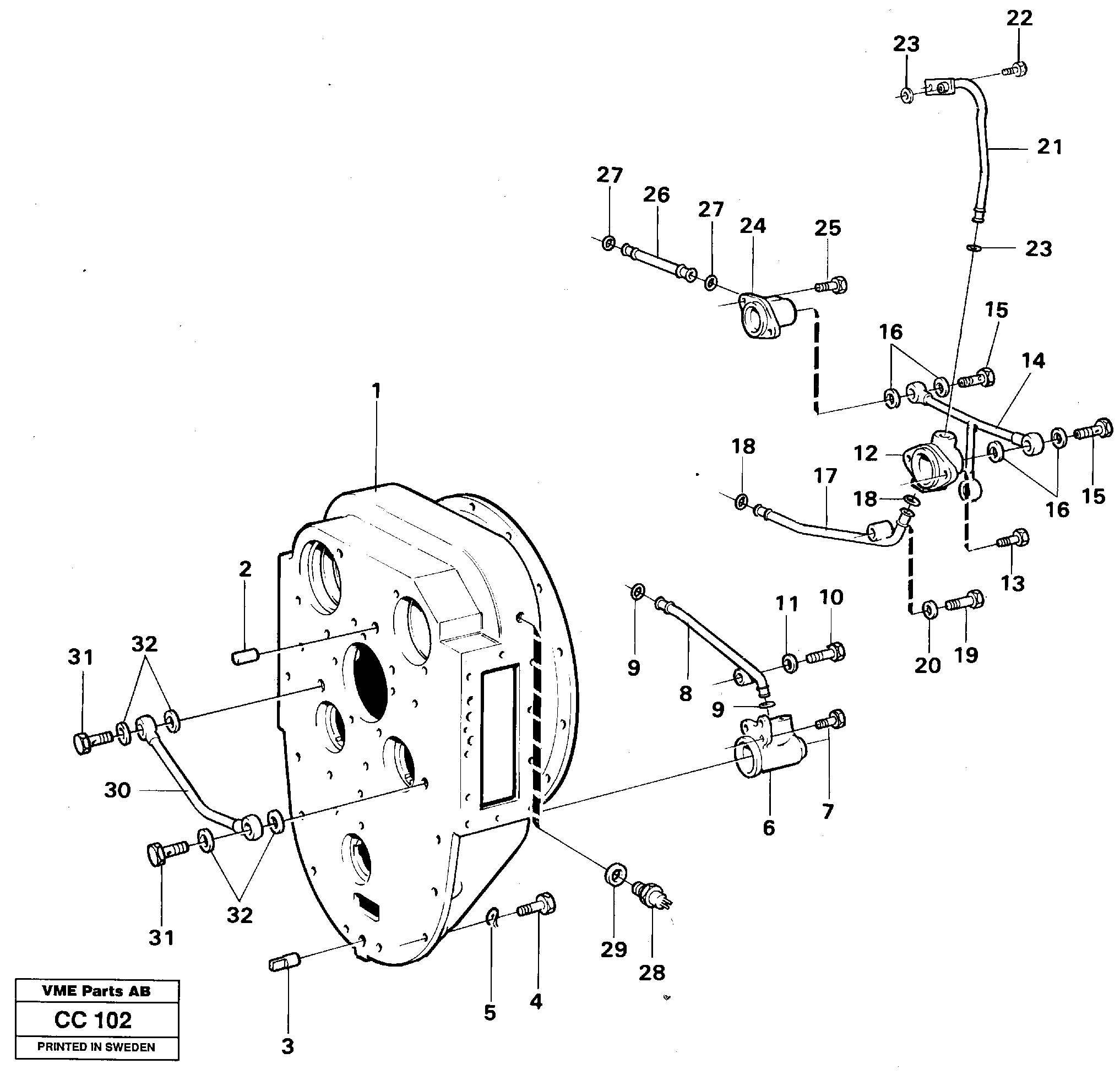 Схема запчастей Volvo EL70C - 37155 Converter housing with fitting parts EL70C VOLVO BM VOLVO BM EL70C