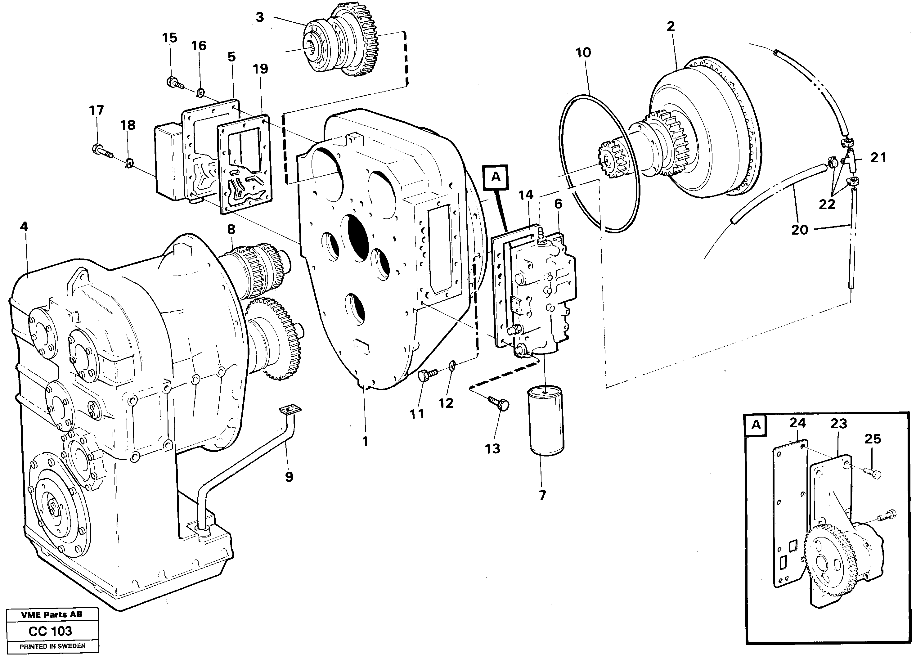 Схема запчастей Volvo EL70C - 71619 Hydraulic transmission with fitting parts EL70C VOLVO BM VOLVO BM EL70C