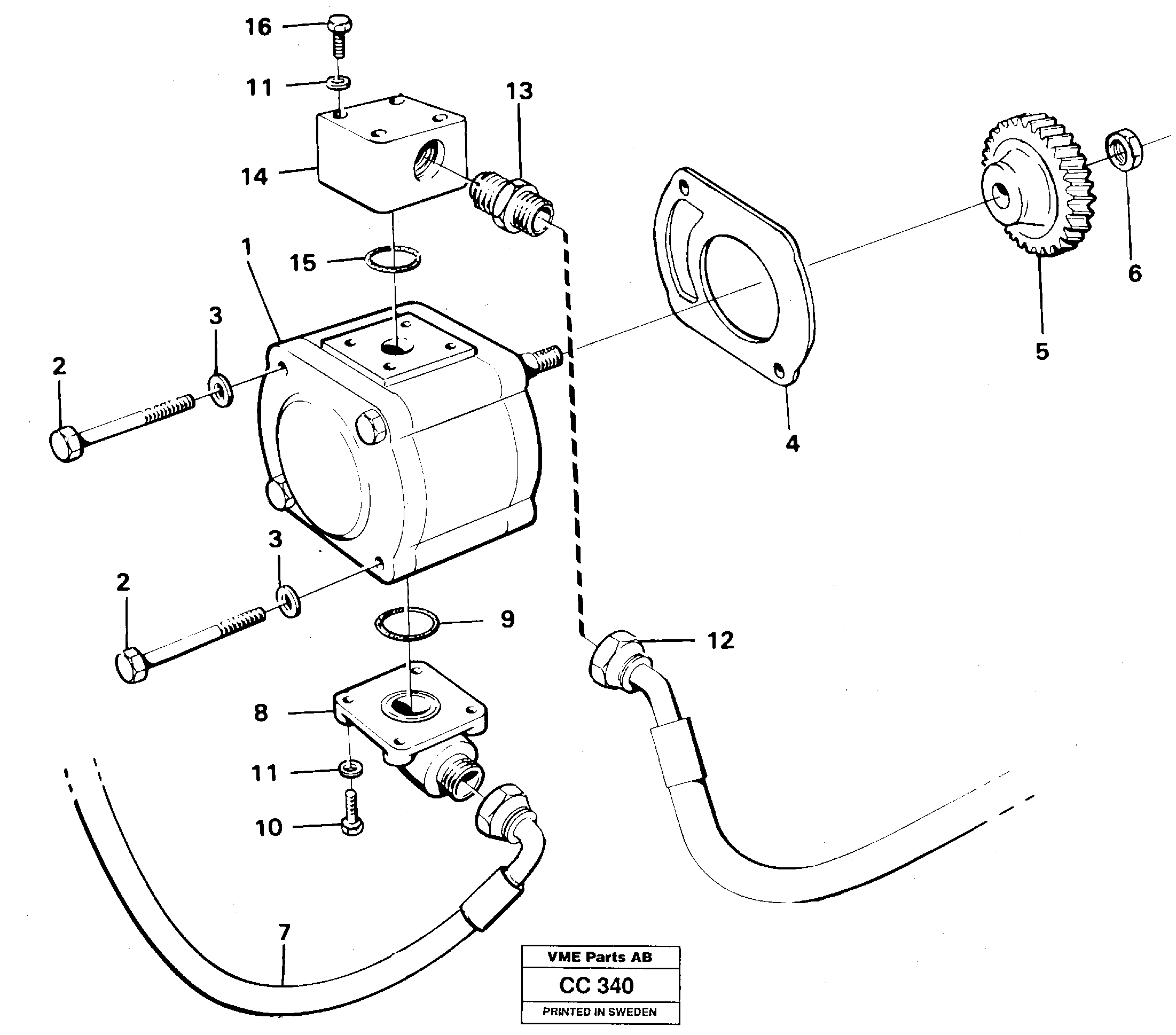 Схема запчастей Volvo EL70C - 2386 Pump with fitting parts EL70C VOLVO BM VOLVO BM EL70C