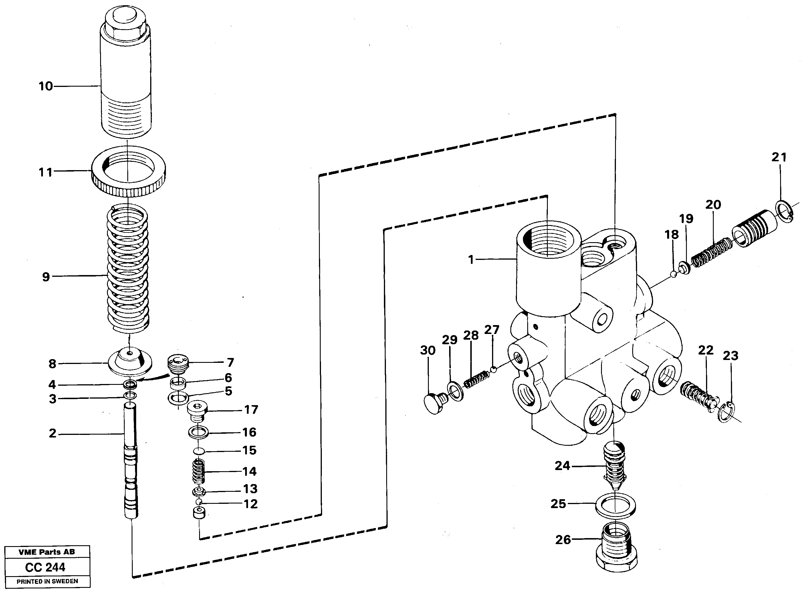 Схема запчастей Volvo EL70C - 52243 Valve, circuit body and return valve EL70C VOLVO BM VOLVO BM EL70C