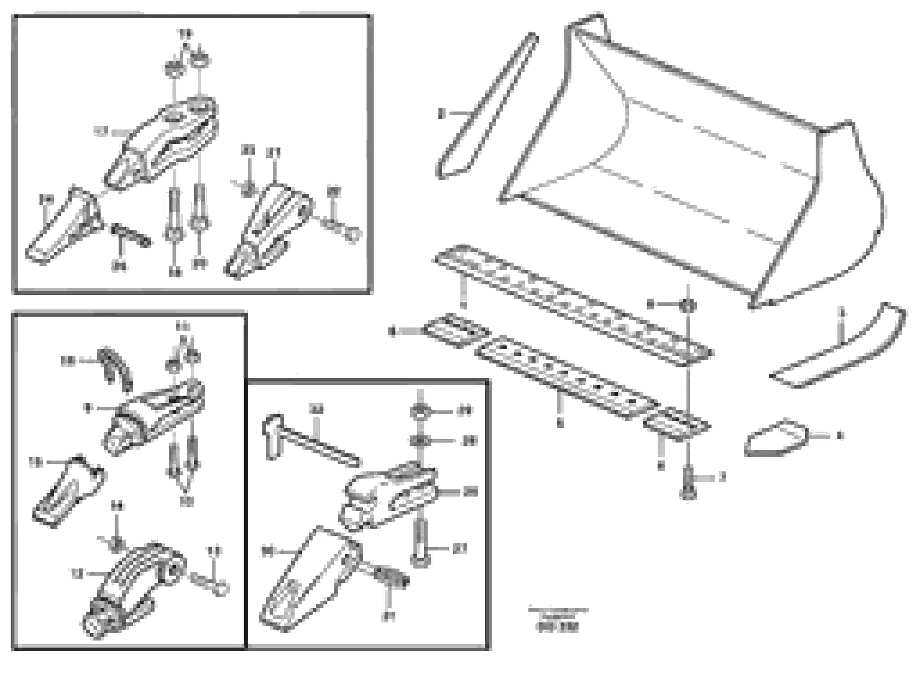 Схема запчастей Volvo EL70C - 23317 Bucket, straight lip, alt. edge savers or teeth ATTACHMENTS ATTACHMENTS WHEEL LOADERS GEN. - C