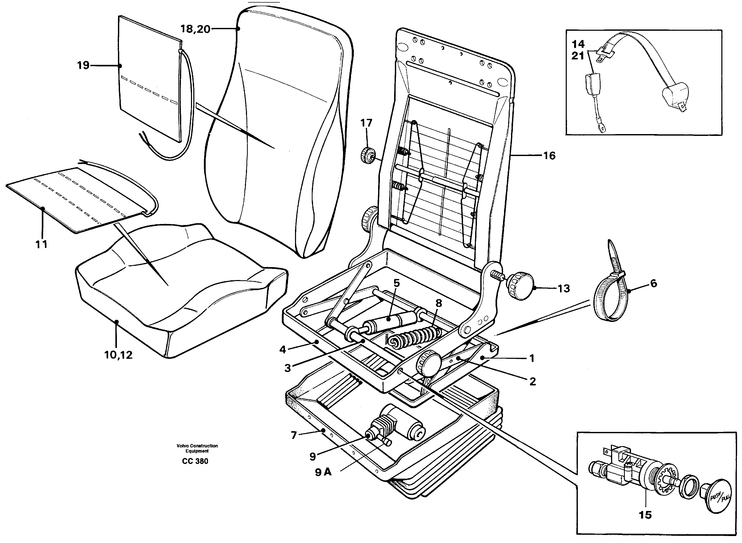 Схема запчастей Volvo EL70C - 15217 Operators seat Be-ge EL70C VOLVO BM VOLVO BM EL70C