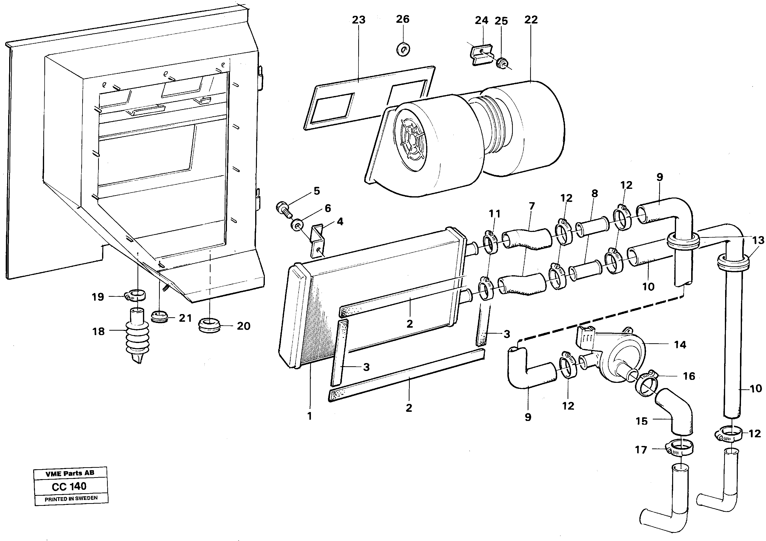 Схема запчастей Volvo EL70C - 84032 Radiator and fan EL70C VOLVO BM VOLVO BM EL70C