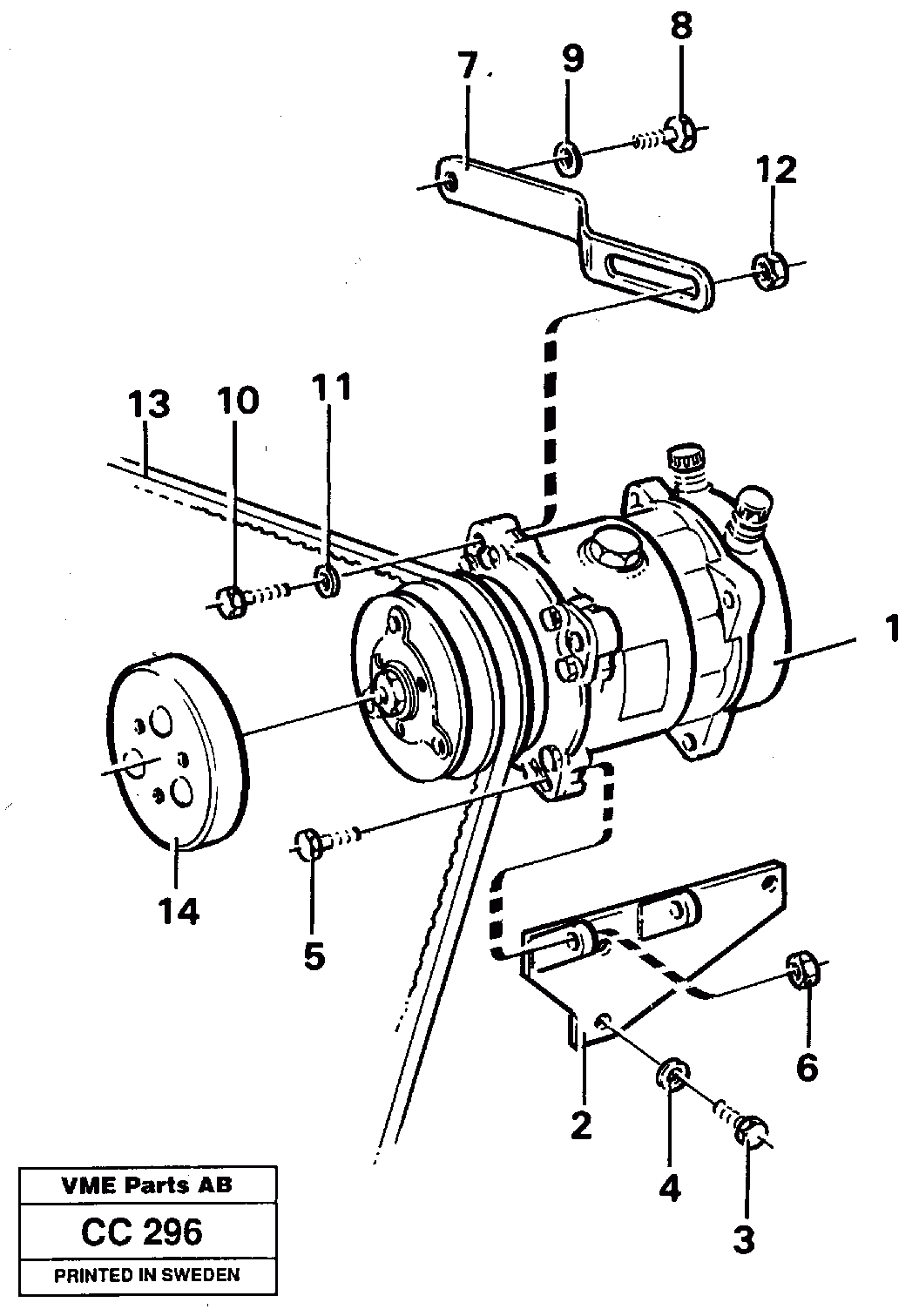 Схема запчастей Volvo EL70C - 14579 Compressor air-condition EL70C VOLVO BM VOLVO BM EL70C