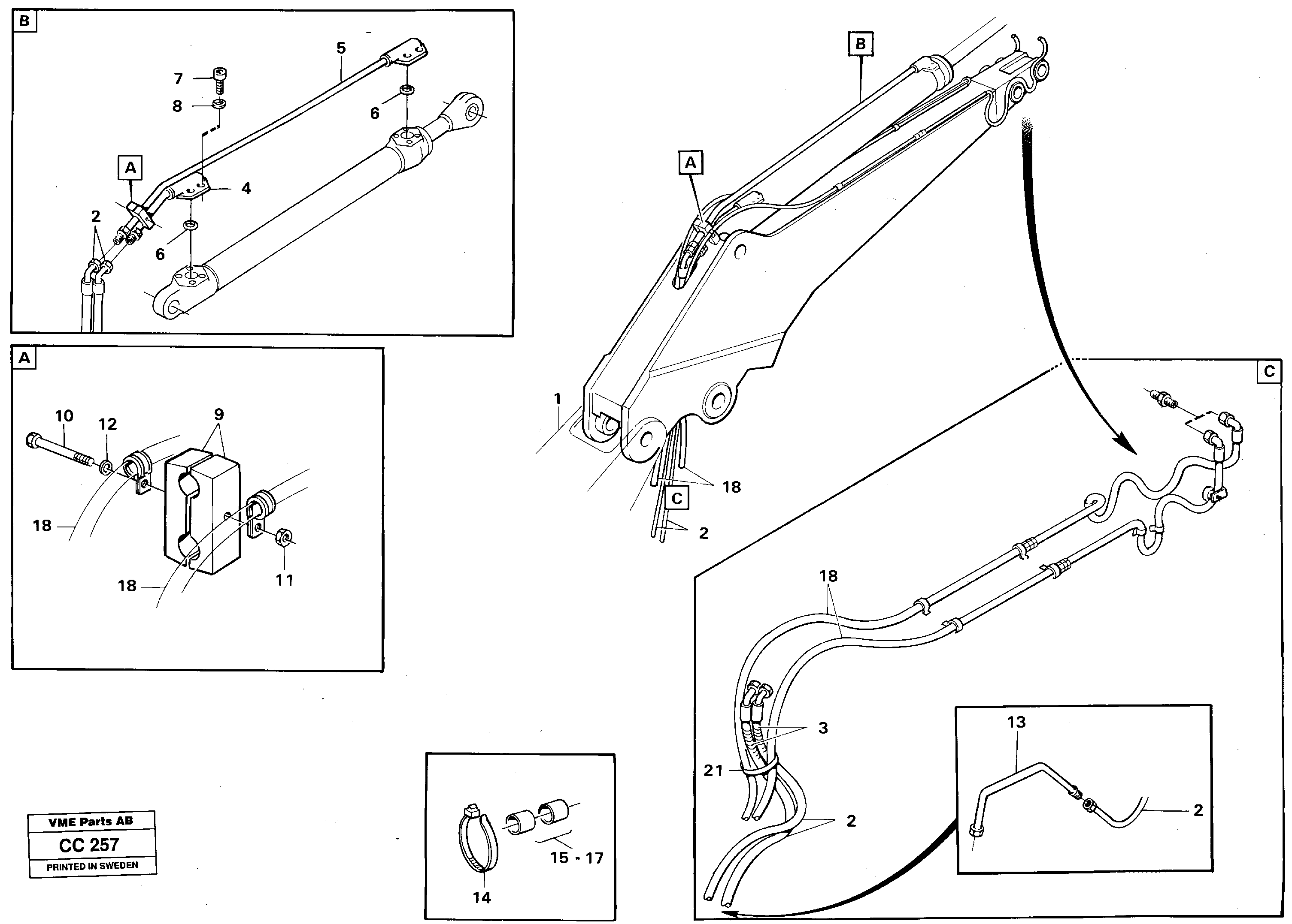 Схема запчастей Volvo EL70C - 24228 Hydraulic system dipper arm EL70C VOLVO BM VOLVO BM EL70C