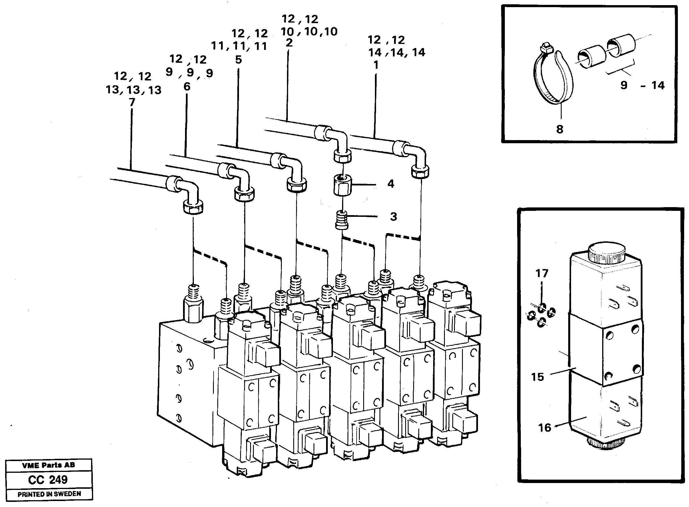 Схема запчастей Volvo EL70C - 28730 Solenoid valve and hoses EL70C VOLVO BM VOLVO BM EL70C