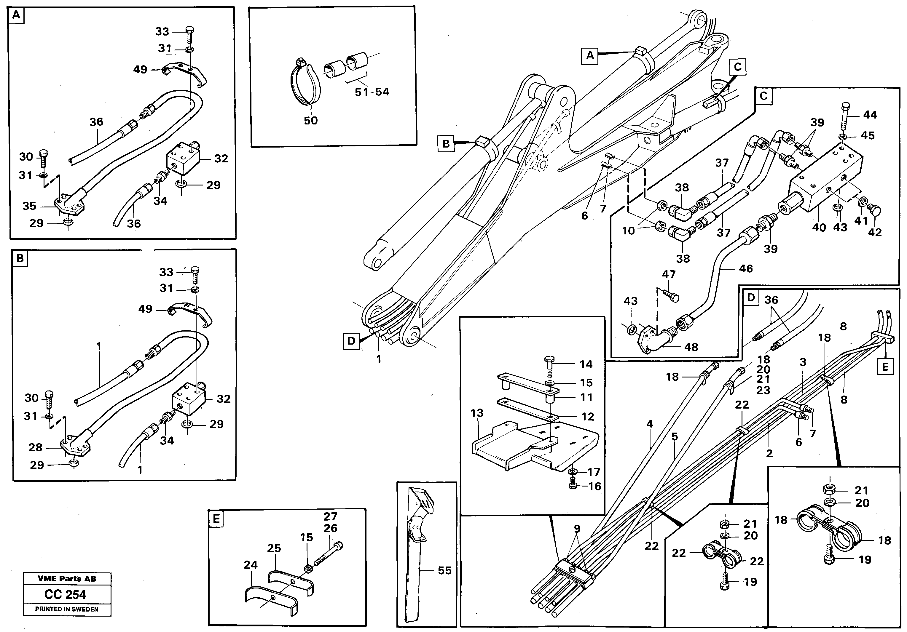 Схема запчастей Volvo EL70C - 55311 Hydraulic system, excavator beam EL70C VOLVO BM VOLVO BM EL70C