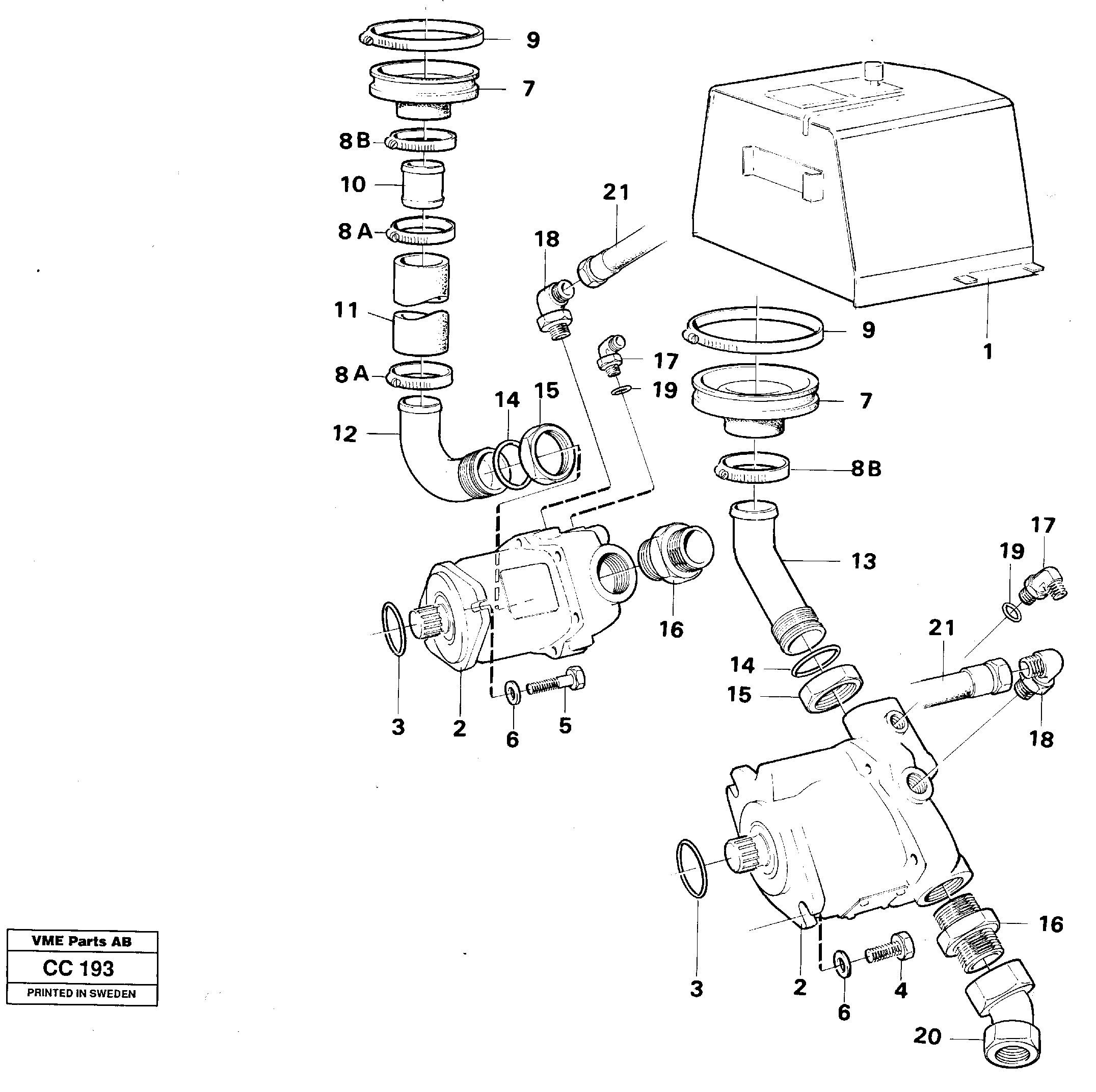 Схема запчастей Volvo EL70C - 67725 Assembly, pumps EL70C VOLVO BM VOLVO BM EL70C