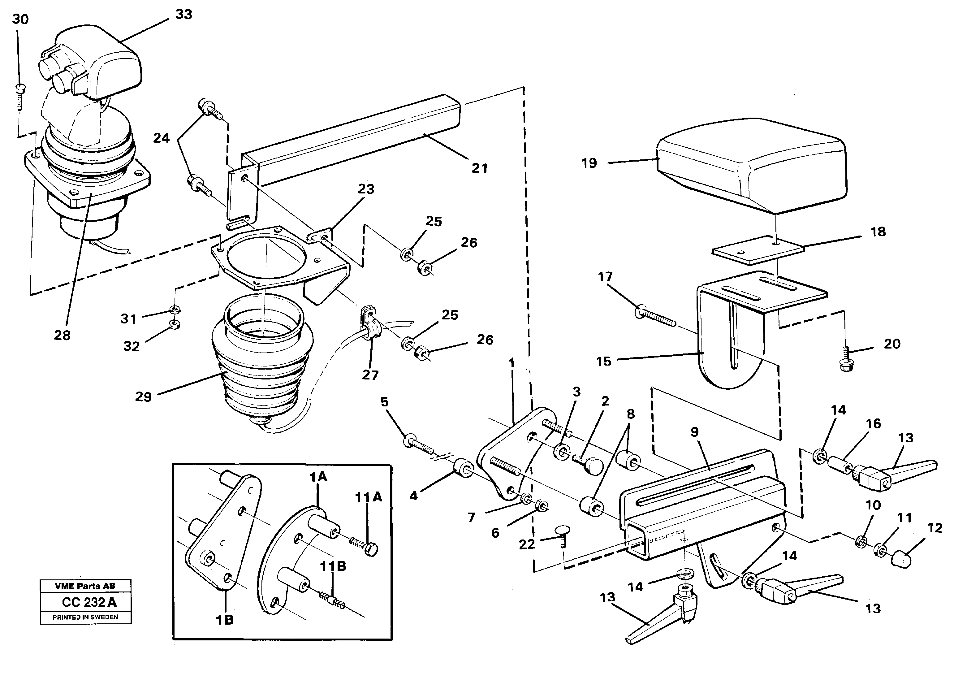 Схема запчастей Volvo EL70C - 43802 Lever mounting el.hydraulservo system EL70C VOLVO BM VOLVO BM EL70C