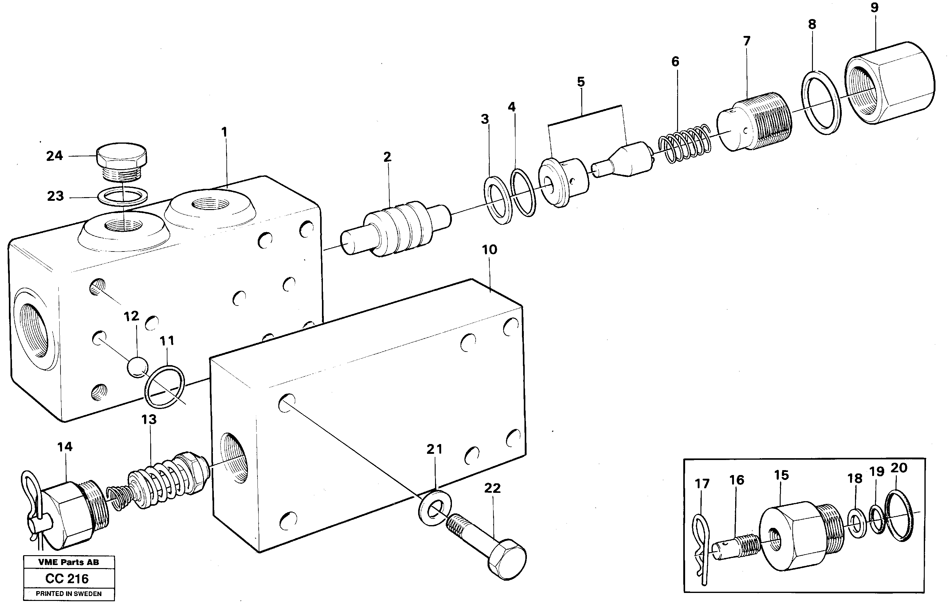 Схема запчастей Volvo EL70C - 56057 Valve, circuit body and return valve EL70C VOLVO BM VOLVO BM EL70C