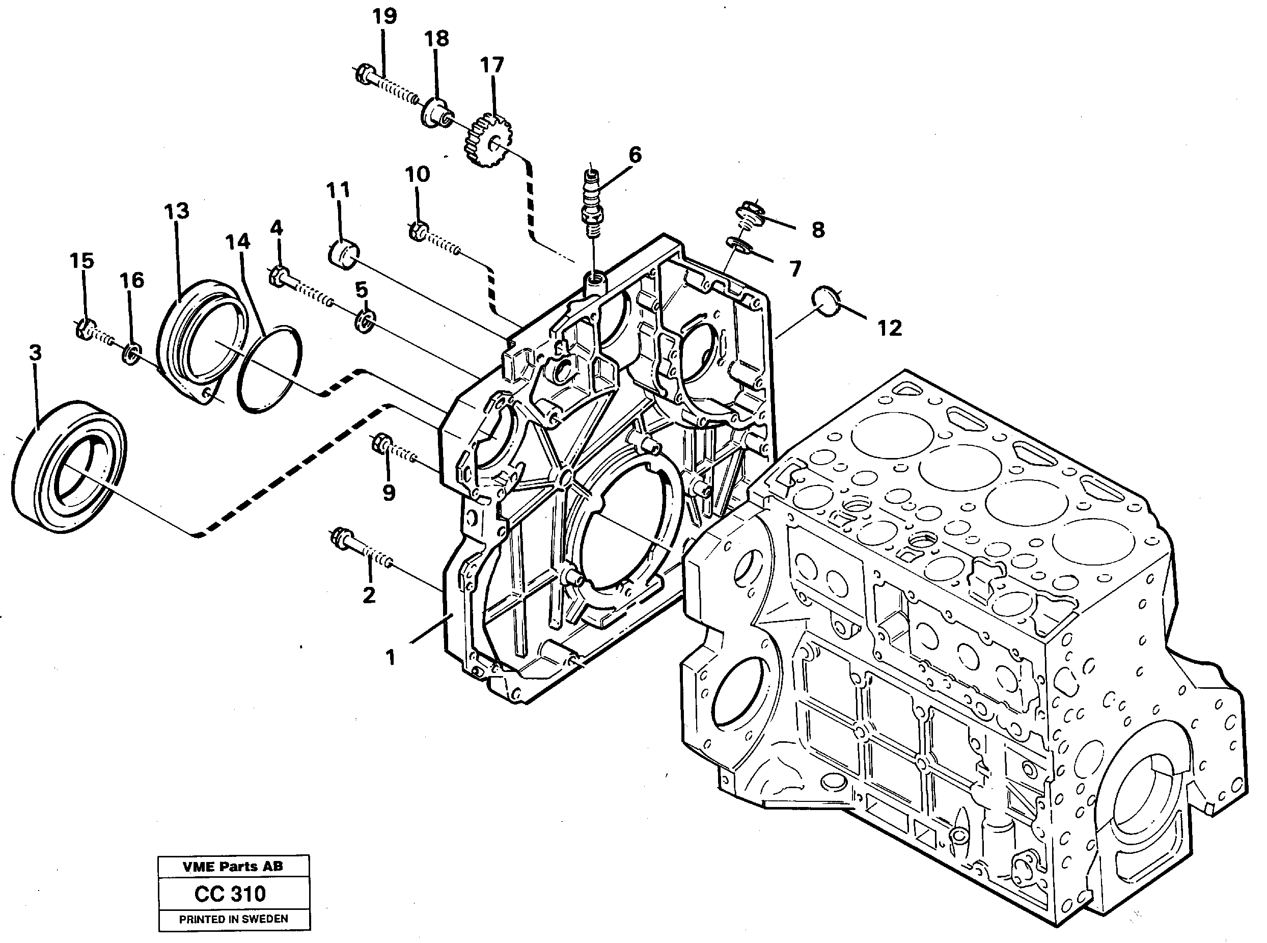 Схема запчастей Volvo EL70C - 96708 Timing gear casing and gears EL70C VOLVO BM VOLVO BM EL70C