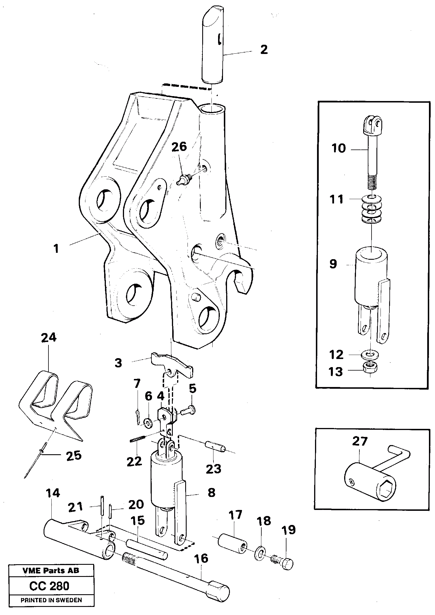 Схема запчастей Volvo EL70C - 8651 Tool bar, bucket mountingmechanical EL70C VOLVO BM VOLVO BM EL70C