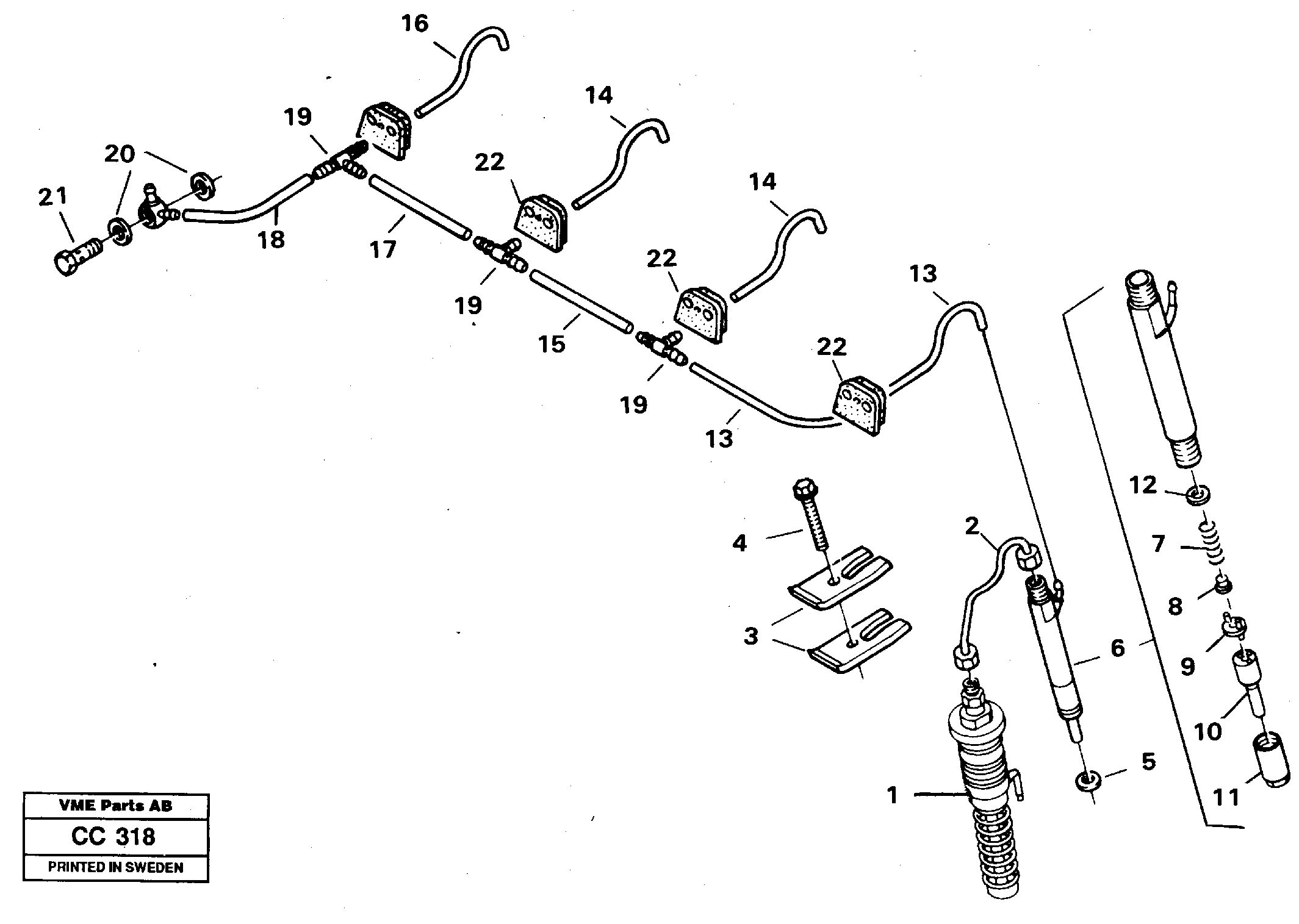 Схема запчастей Volvo EL70C - 2981 Fuel lines and injectors EL70C VOLVO BM VOLVO BM EL70C