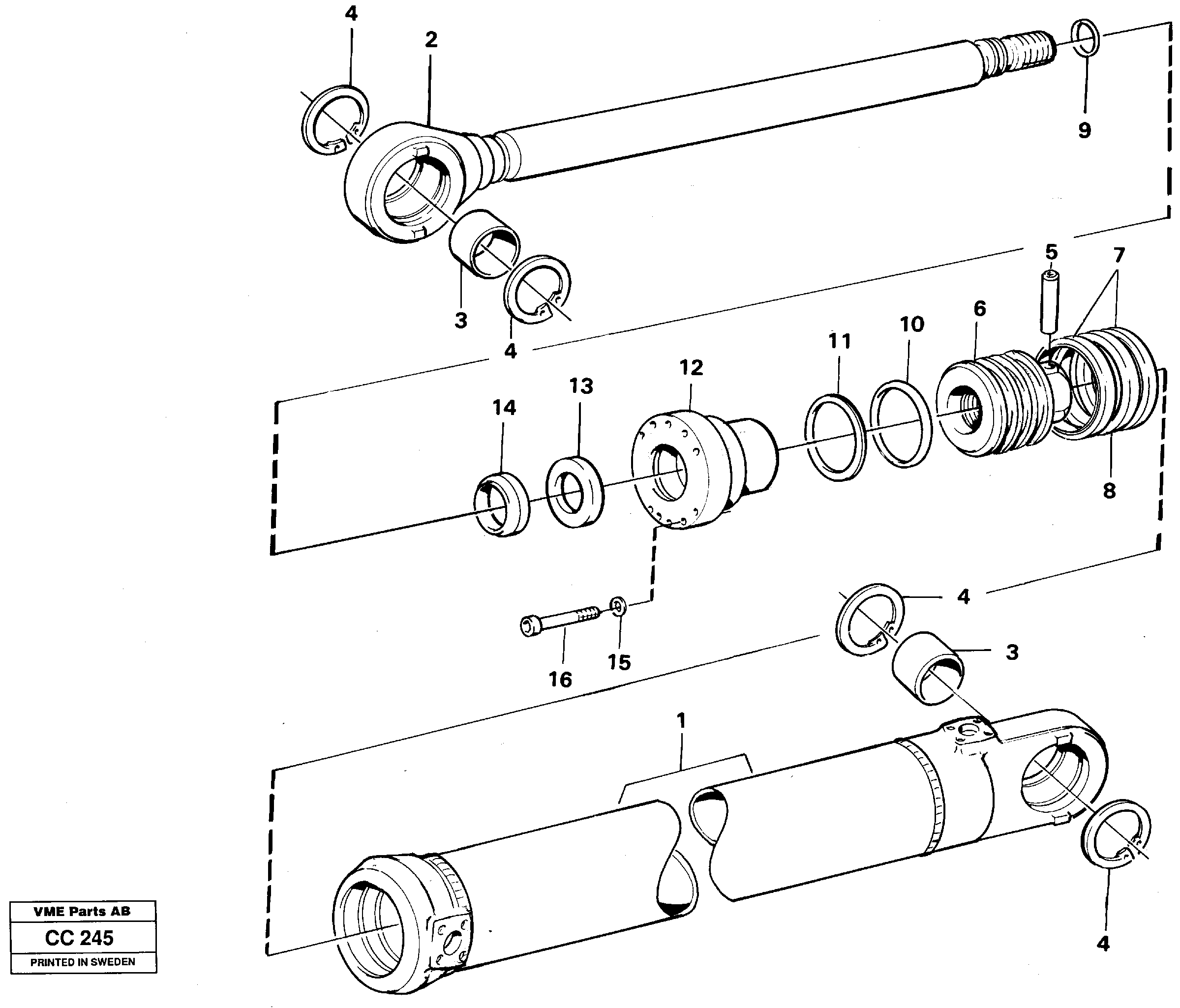 Схема запчастей Volvo EL70C - 5165 Hydraulic cylinder outrigger legs EL70C VOLVO BM VOLVO BM EL70C