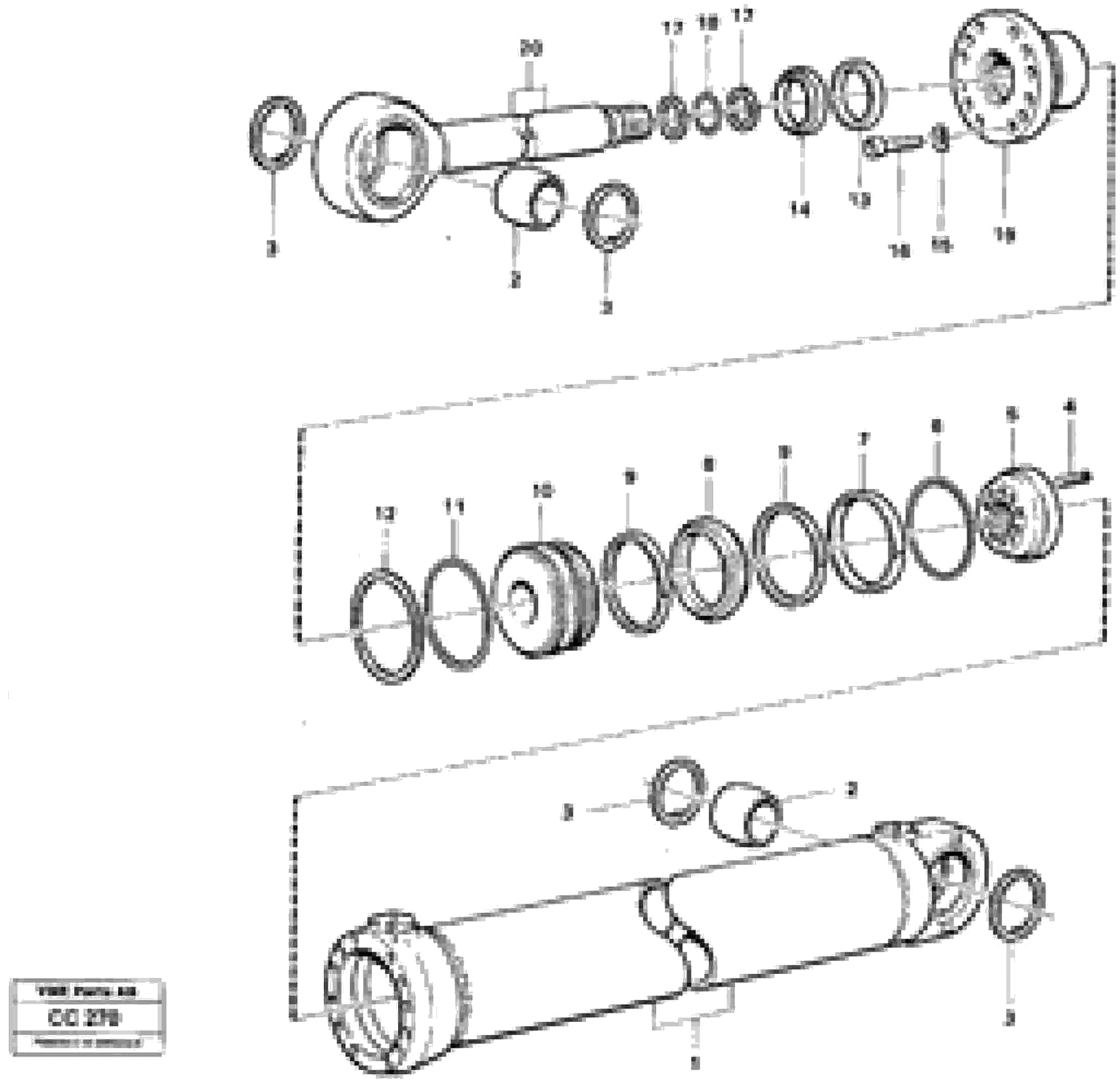 Схема запчастей Volvo EL70C - 323 Dipperstick cylinder EL70C VOLVO BM VOLVO BM EL70C