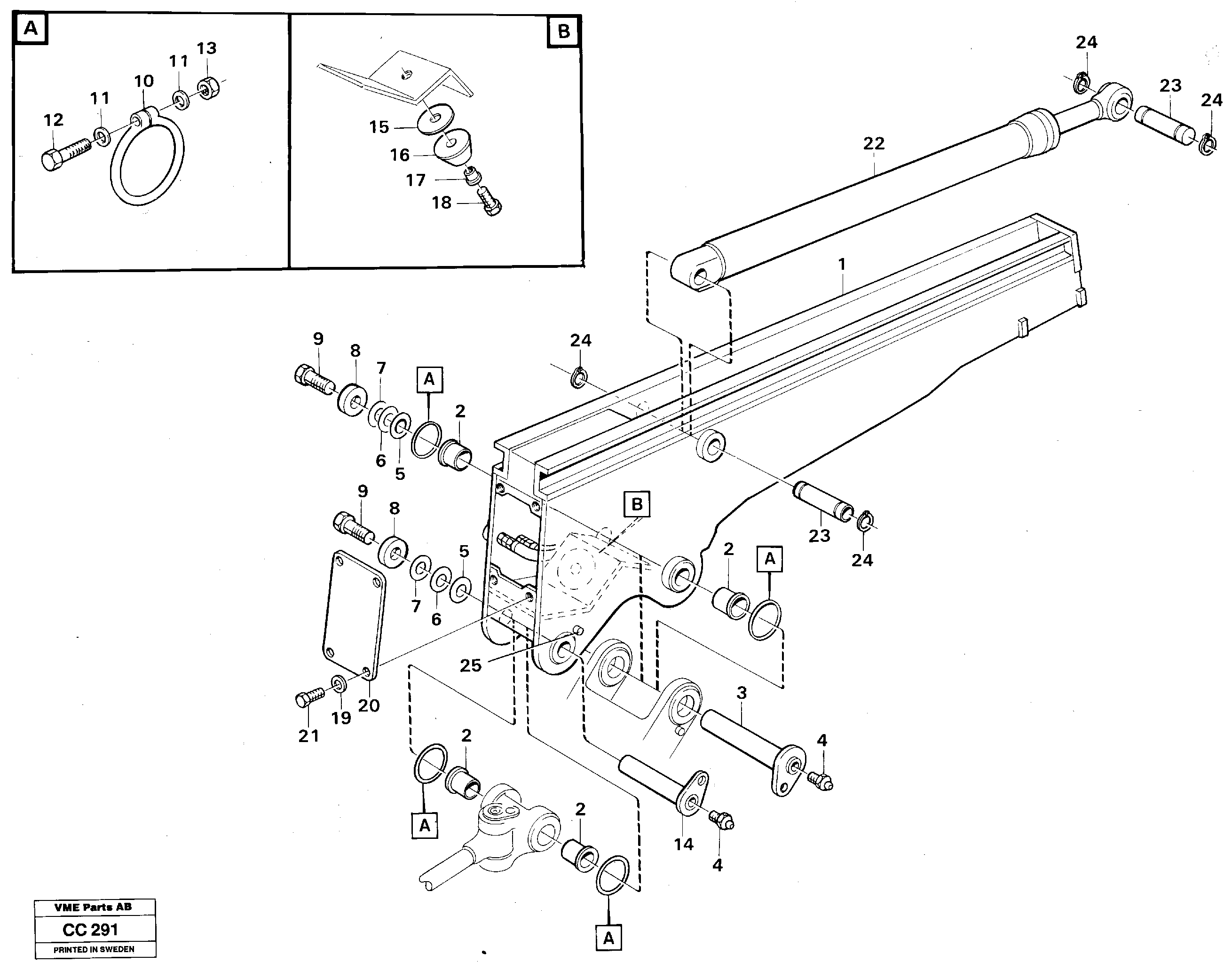 Схема запчастей Volvo EL70C - 44407 Excavator arm extending inner arm EL70C VOLVO BM VOLVO BM EL70C