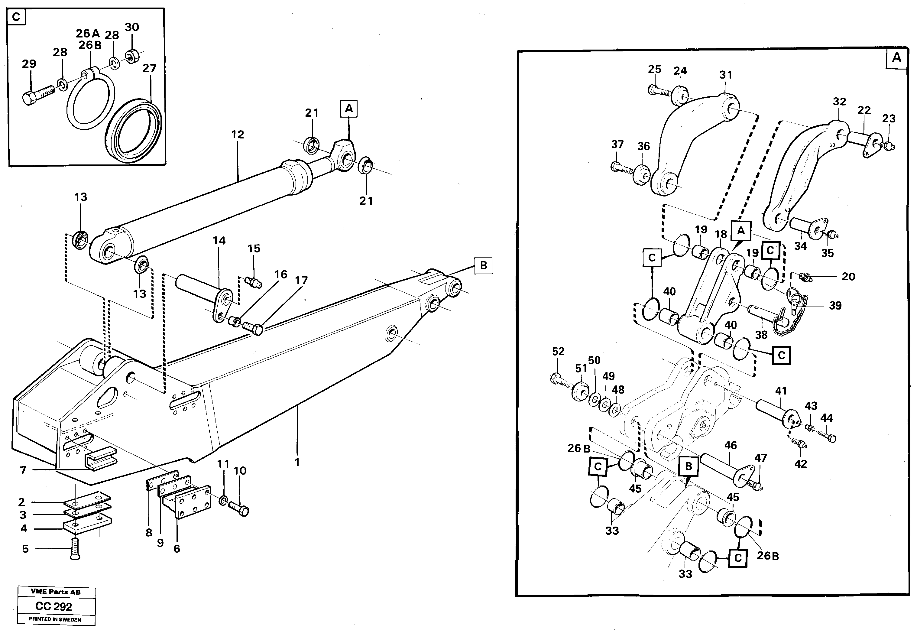 Схема запчастей Volvo EL70C - 44408 Excavator arm, extending external arm EL70C VOLVO BM VOLVO BM EL70C