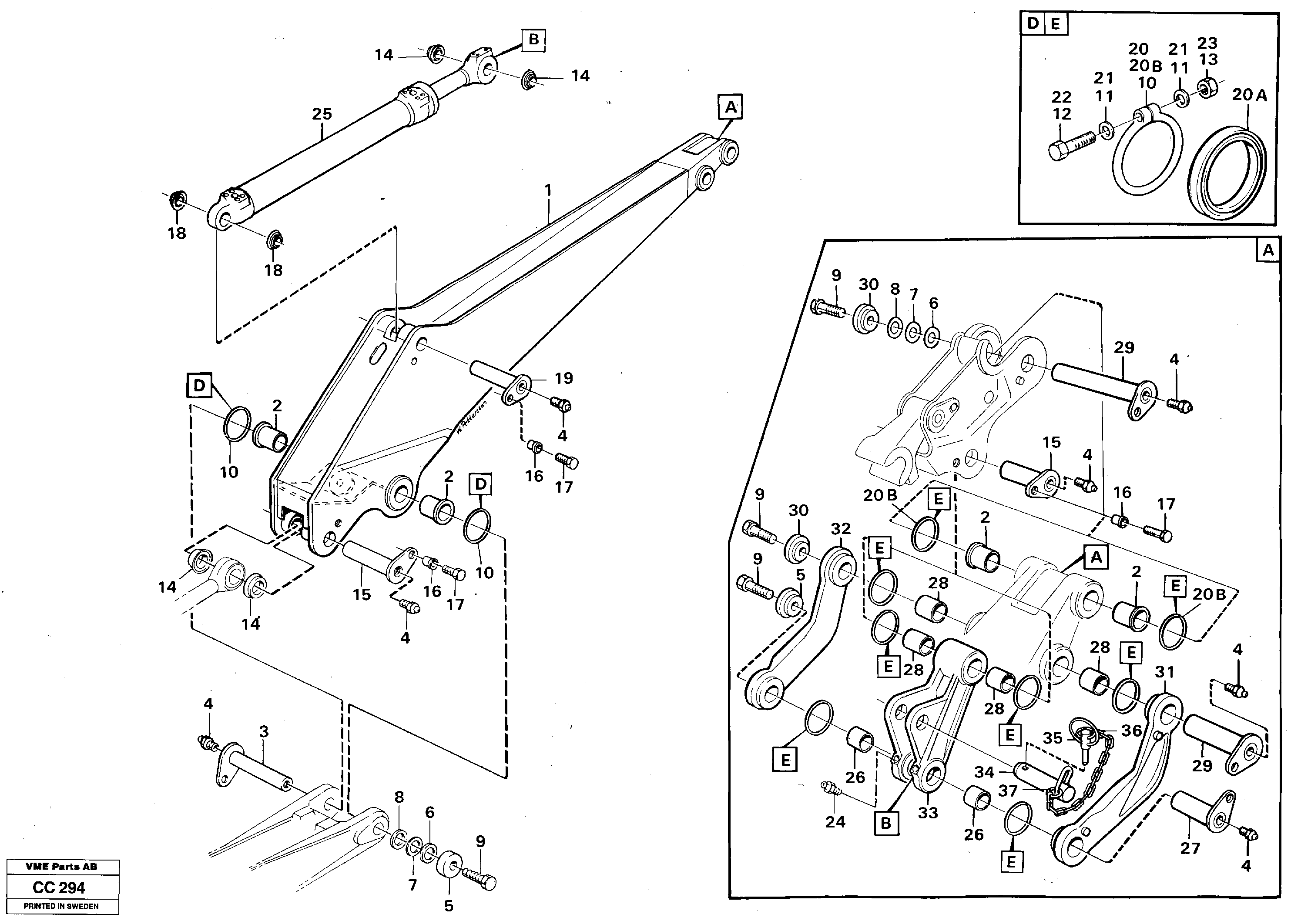 Схема запчастей Volvo EL70C - 44410 Excavator dipperstick without lateral angle facility EL70C VOLVO BM VOLVO BM EL70C