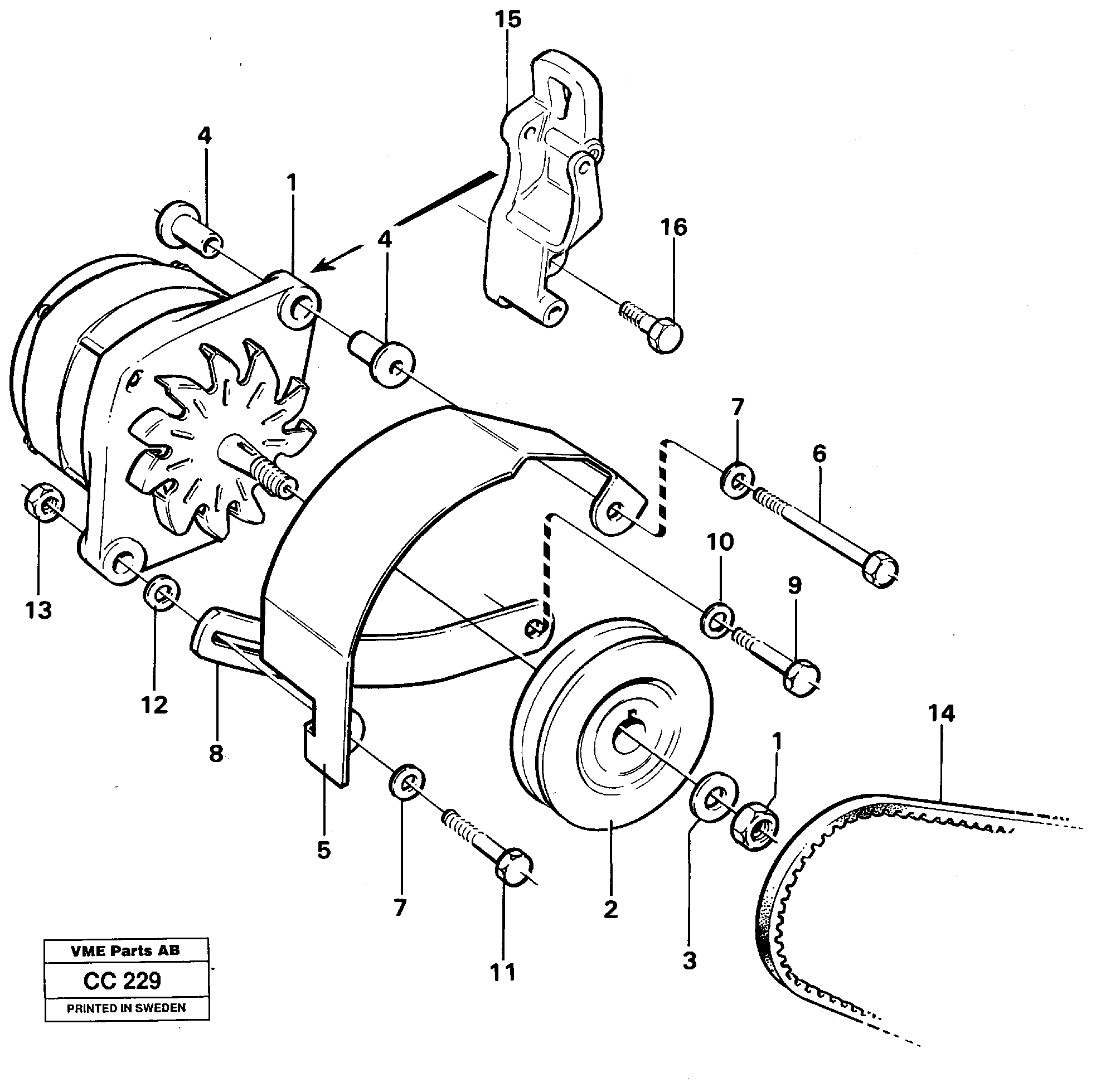 Схема запчастей Volvo EL70C - 2019 Alternator with assembling details EL70C VOLVO BM VOLVO BM EL70C