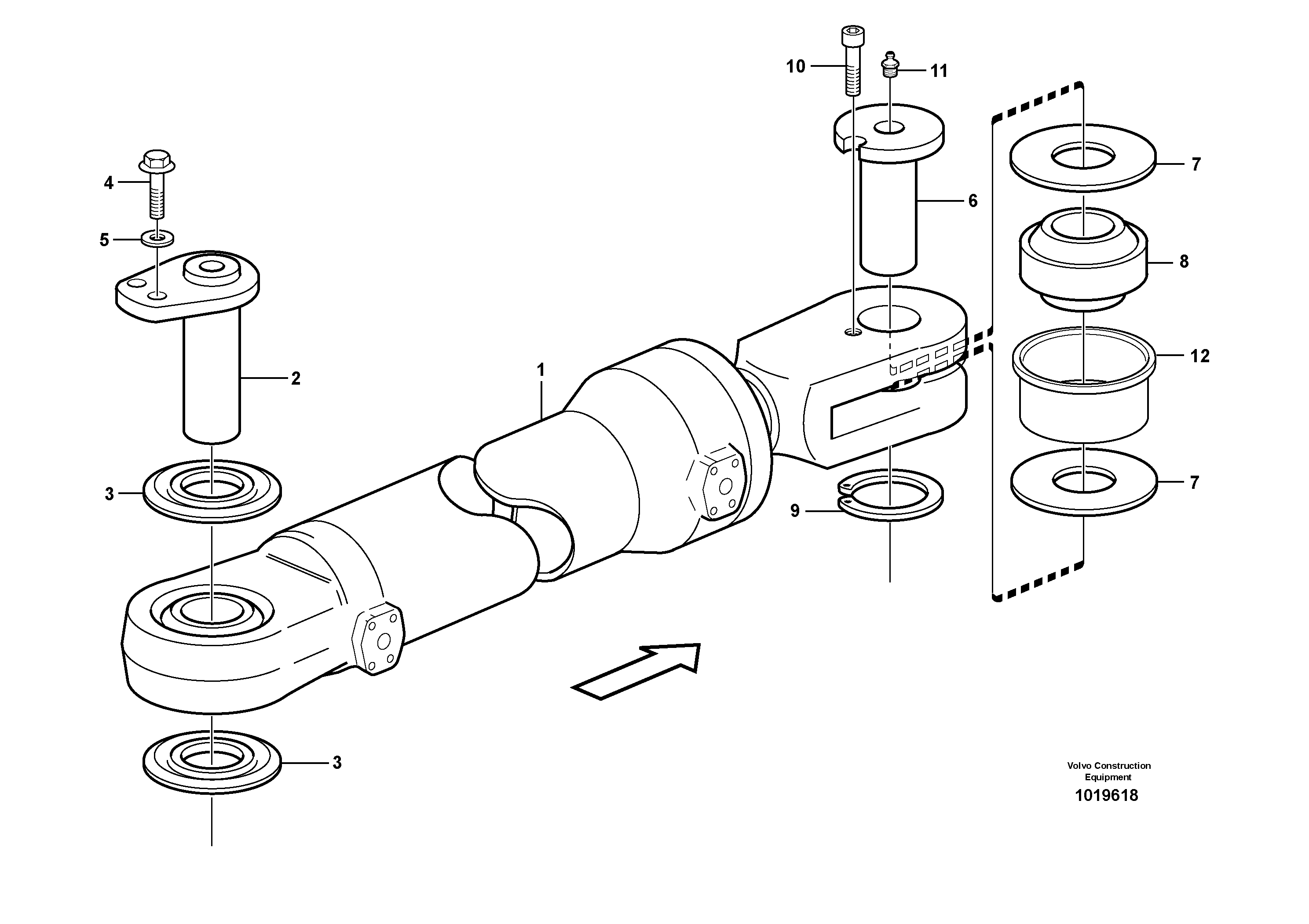 Схема запчастей Volvo L120E - 7373 Hydraulic cylinder with fitting parts L120E S/N 19804- SWE, 66001- USA, 71401-BRA, 54001-IRN