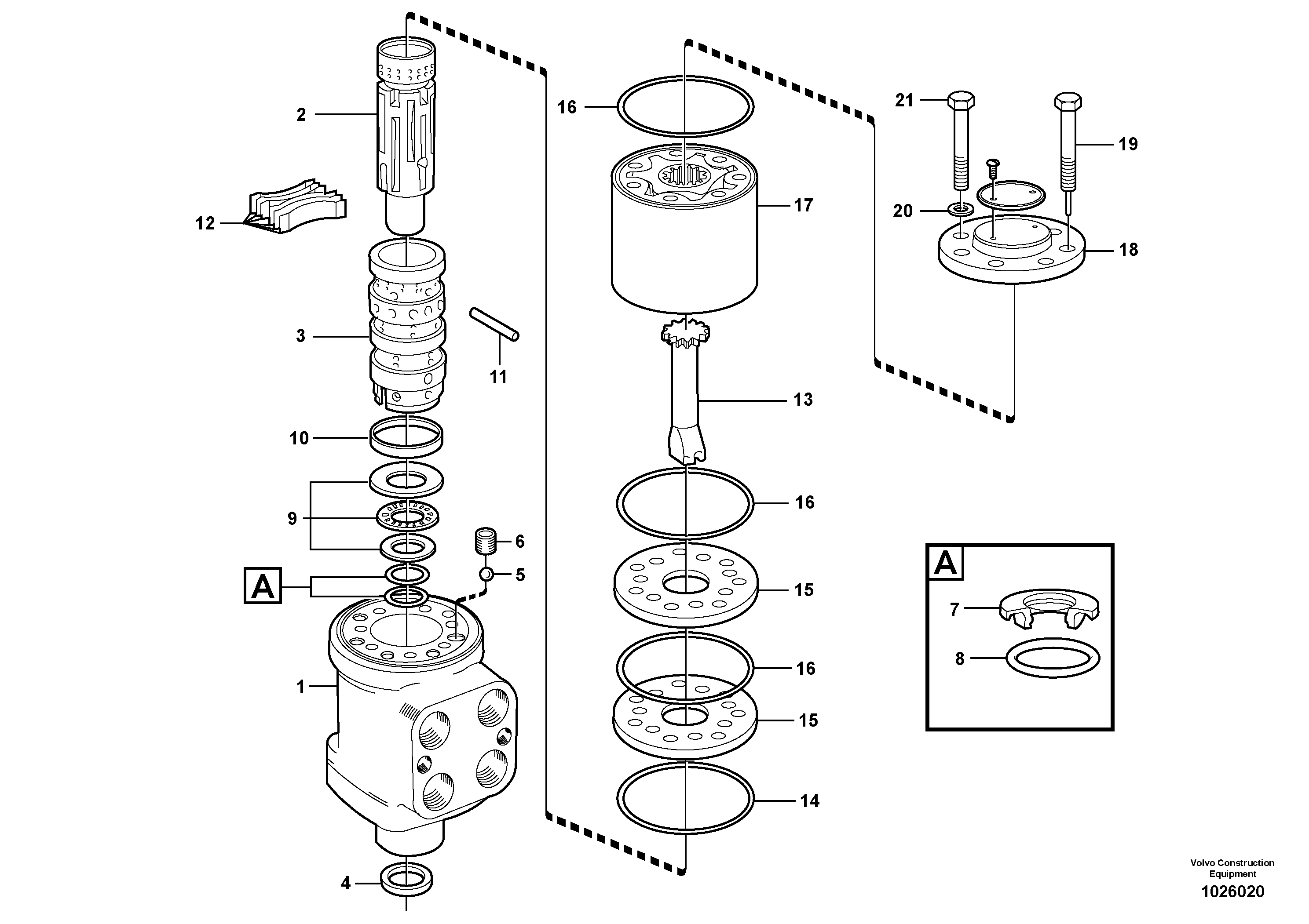 Схема запчастей Volvo L120E - 8528 Steering unit L120E S/N 19804- SWE, 66001- USA, 71401-BRA, 54001-IRN