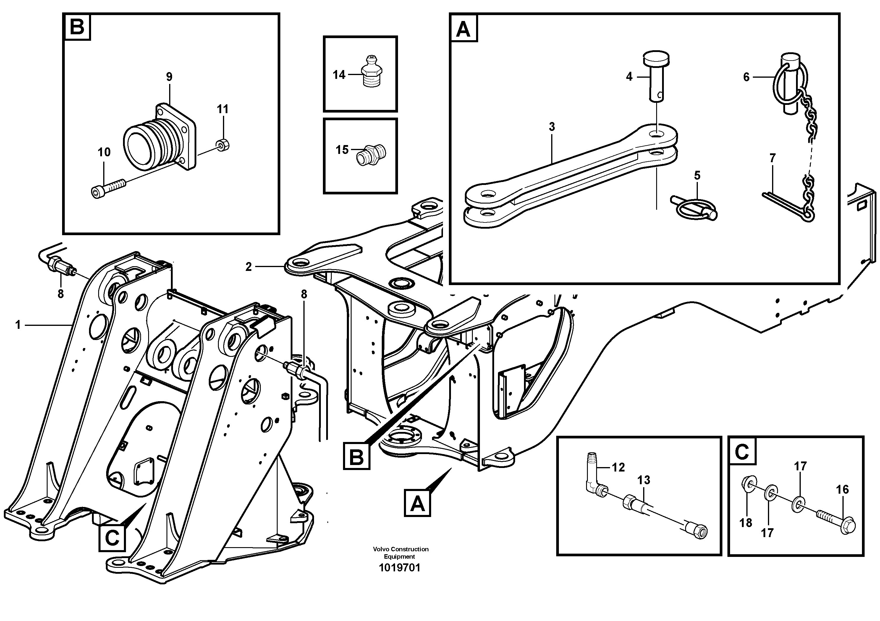 Схема запчастей Volvo L120E - 86953 Frame L120E S/N 19804- SWE, 66001- USA, 71401-BRA, 54001-IRN