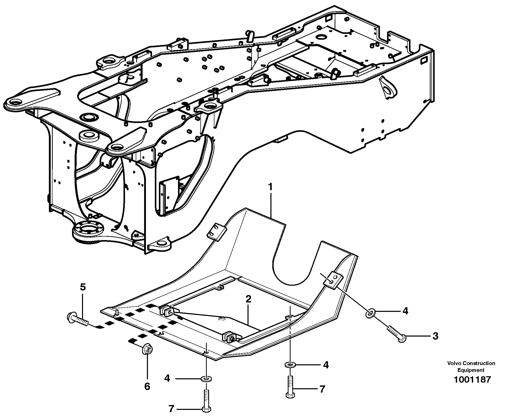 Схема запчастей Volvo L120E - 44790 Belly guard, rear L120E S/N 19804- SWE, 66001- USA, 71401-BRA, 54001-IRN