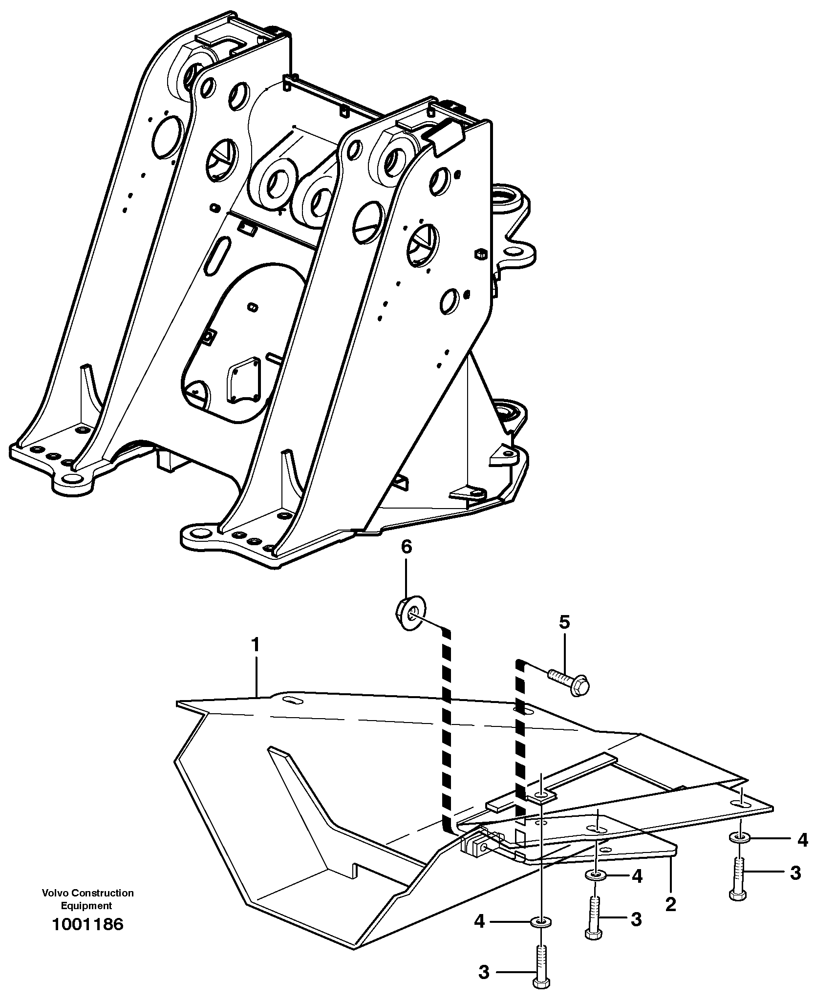 Схема запчастей Volvo L120E - 46436 Belly guard, front L120E S/N 19804- SWE, 66001- USA, 71401-BRA, 54001-IRN