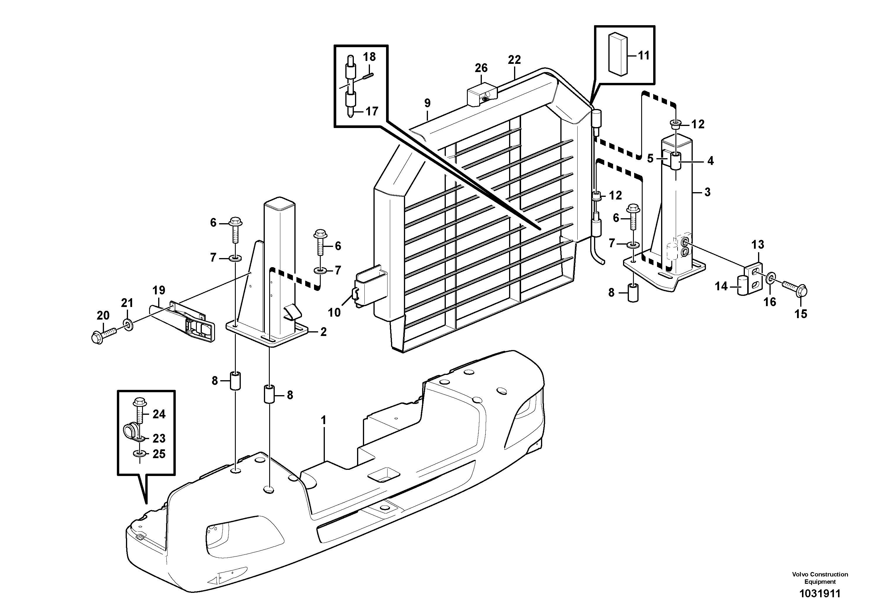Схема запчастей Volvo L120E - 60721 Radiator, kylare L120E S/N 19804- SWE, 66001- USA, 71401-BRA, 54001-IRN