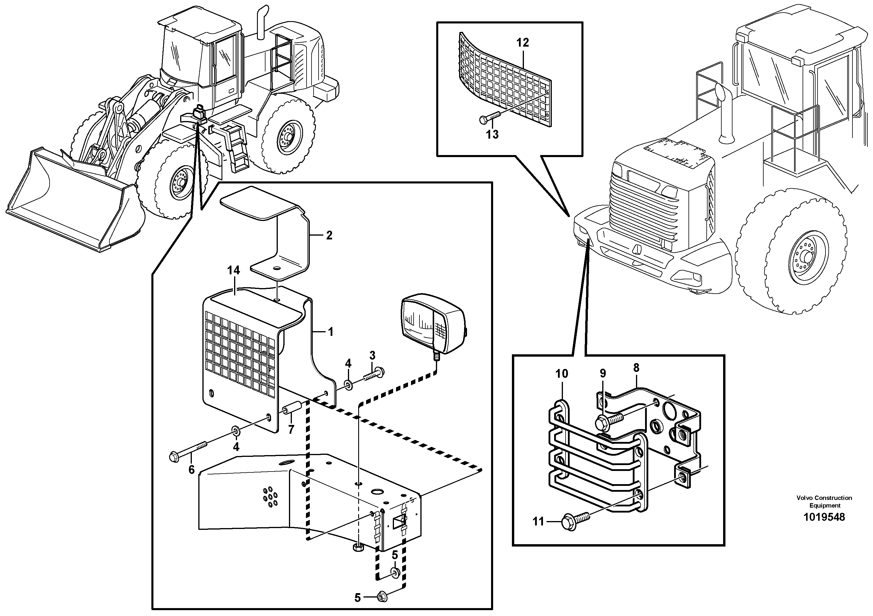 Схема запчастей Volvo L120E - 83069 Protection for lighting L120E S/N 19804- SWE, 66001- USA, 71401-BRA, 54001-IRN