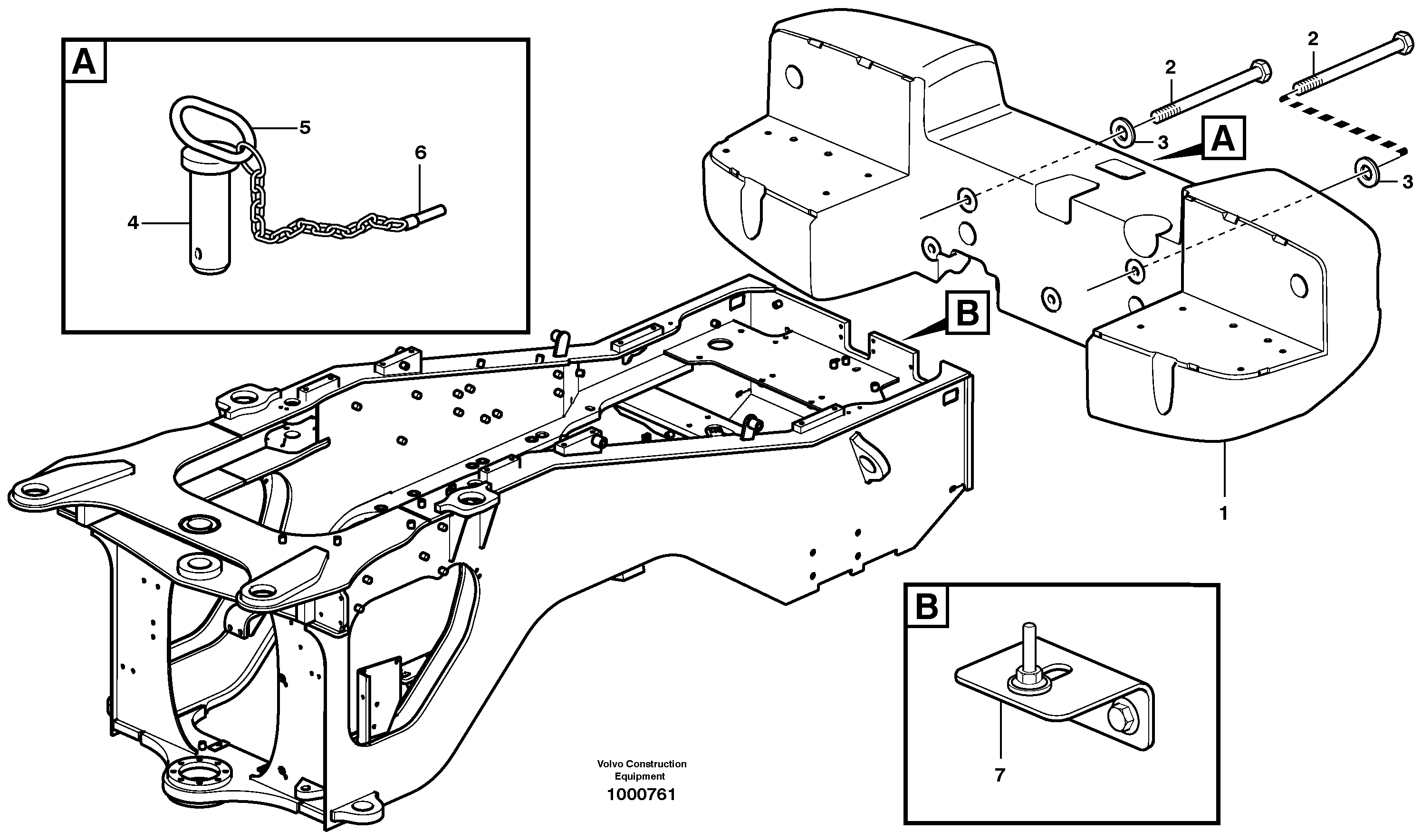 Схема запчастей Volvo L120E - 18114 Rear hitch and counterweight L120E S/N 19804- SWE, 66001- USA, 71401-BRA, 54001-IRN