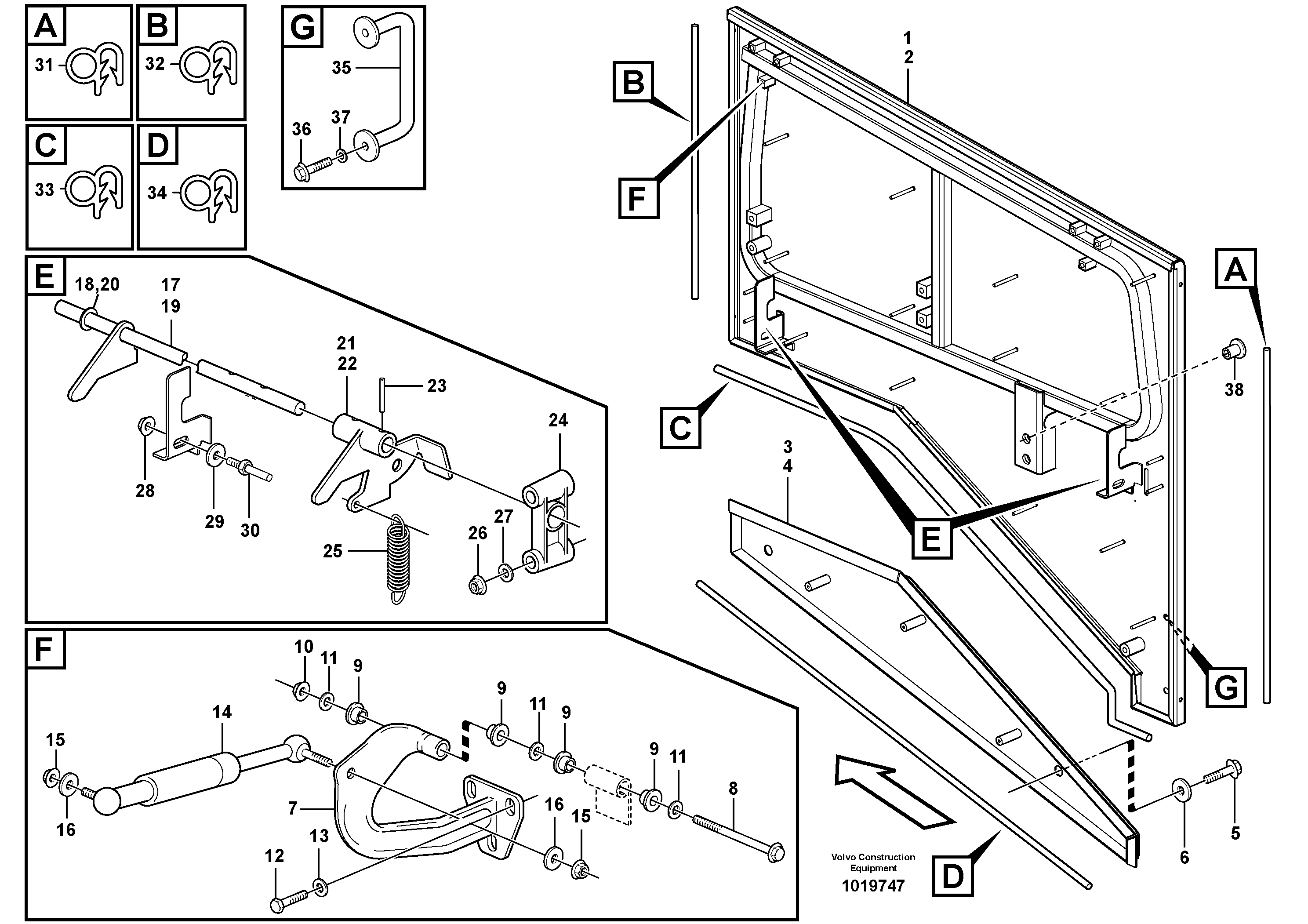 Схема запчастей Volvo L120E - 36953 Top plate, side hatches, rear L120E S/N 19804- SWE, 66001- USA, 71401-BRA, 54001-IRN