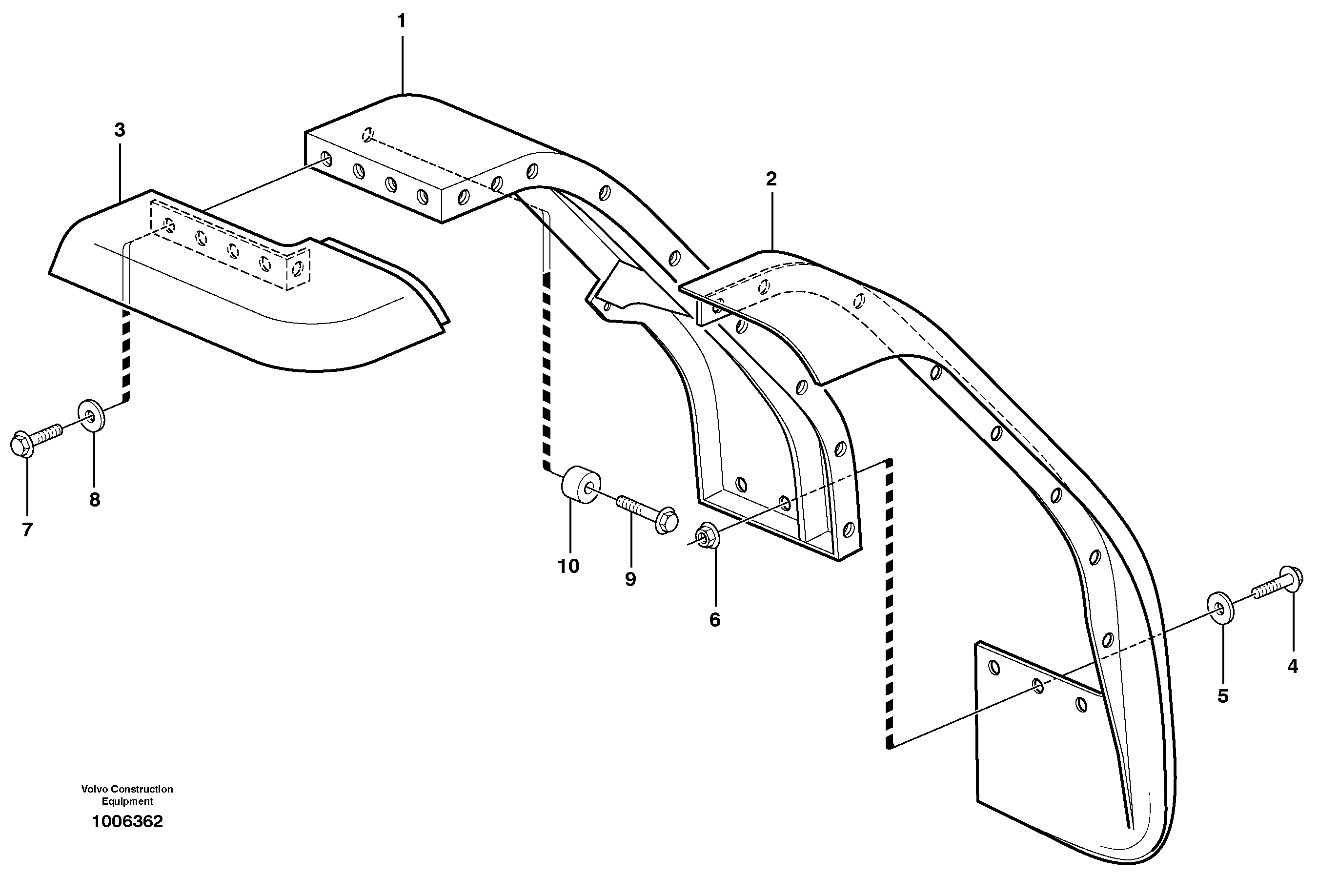 Схема запчастей Volvo L120E - 12370 Fender, front L120E S/N 19804- SWE, 66001- USA, 71401-BRA, 54001-IRN