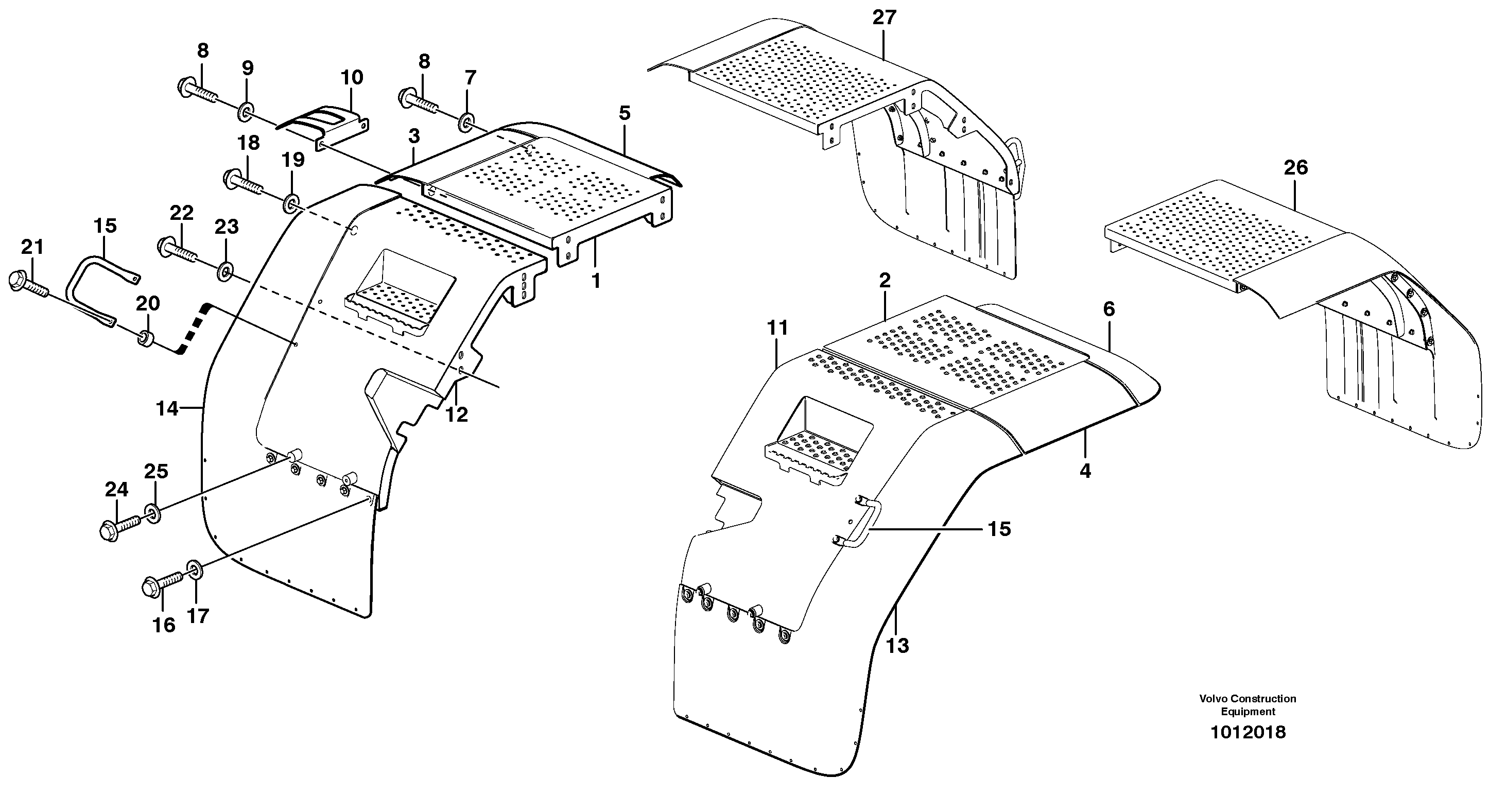 Схема запчастей Volvo L120E - 15471 Fender, rear L120E S/N 19804- SWE, 66001- USA, 71401-BRA, 54001-IRN