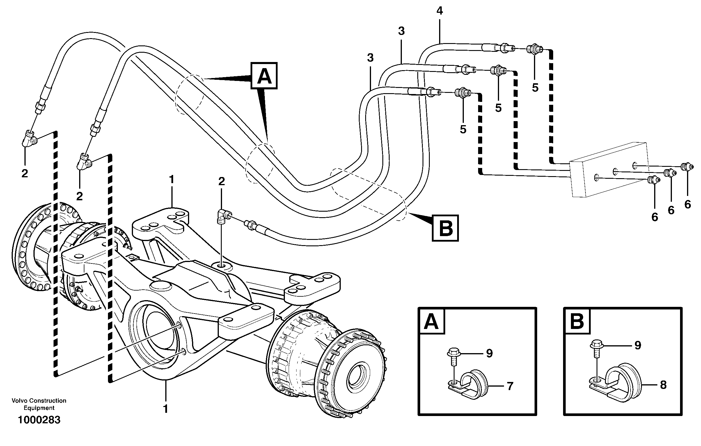 Схема запчастей Volvo L120E - 10335 Lubricant lines for planet shaft L120E S/N 16001 - 19668 SWE, 64001- USA, 70701-BRA