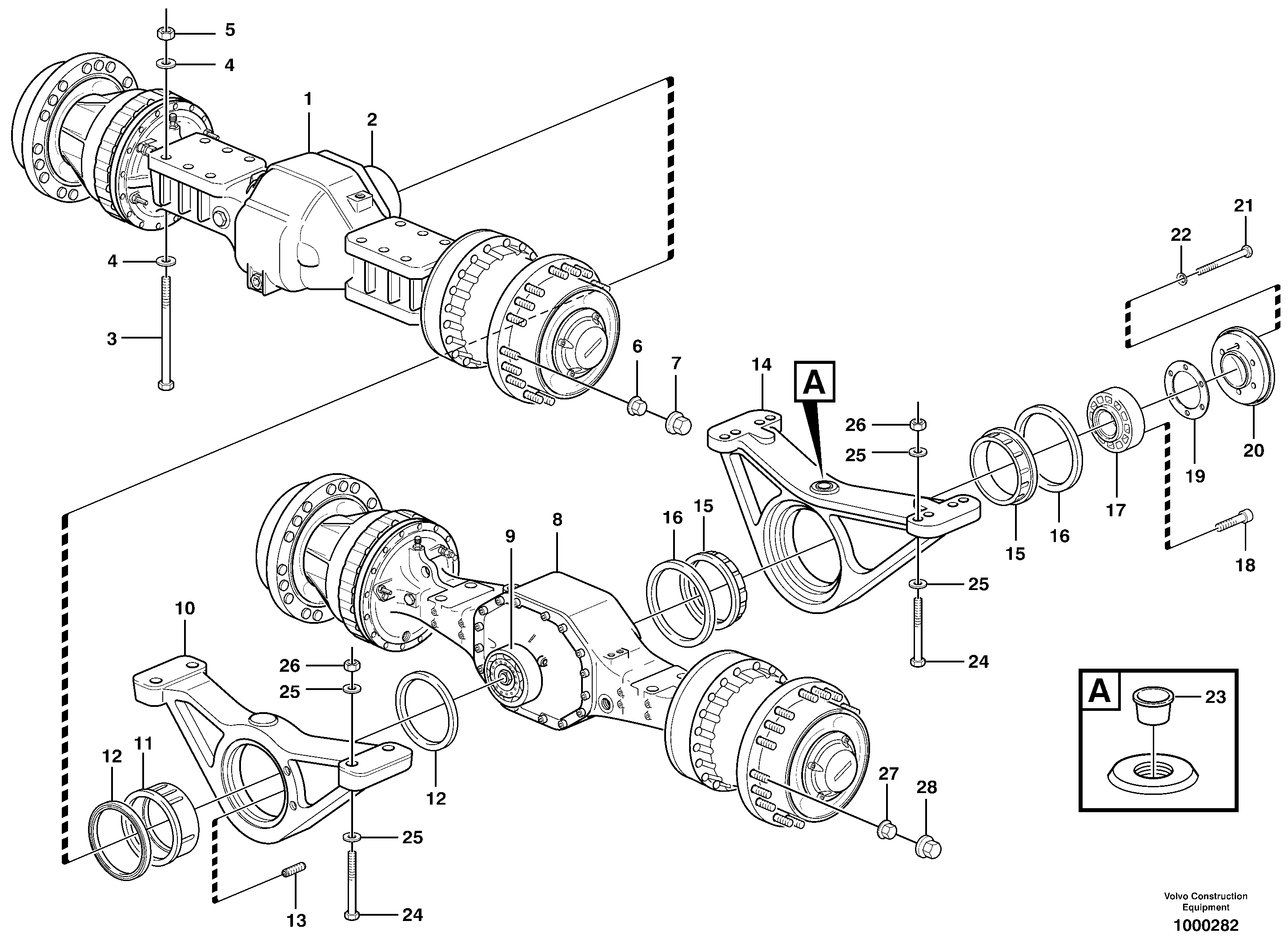 Схема запчастей Volvo L120E - 15674 Planet axles with fitting parts L120E S/N 16001 - 19668 SWE, 64001- USA, 70701-BRA